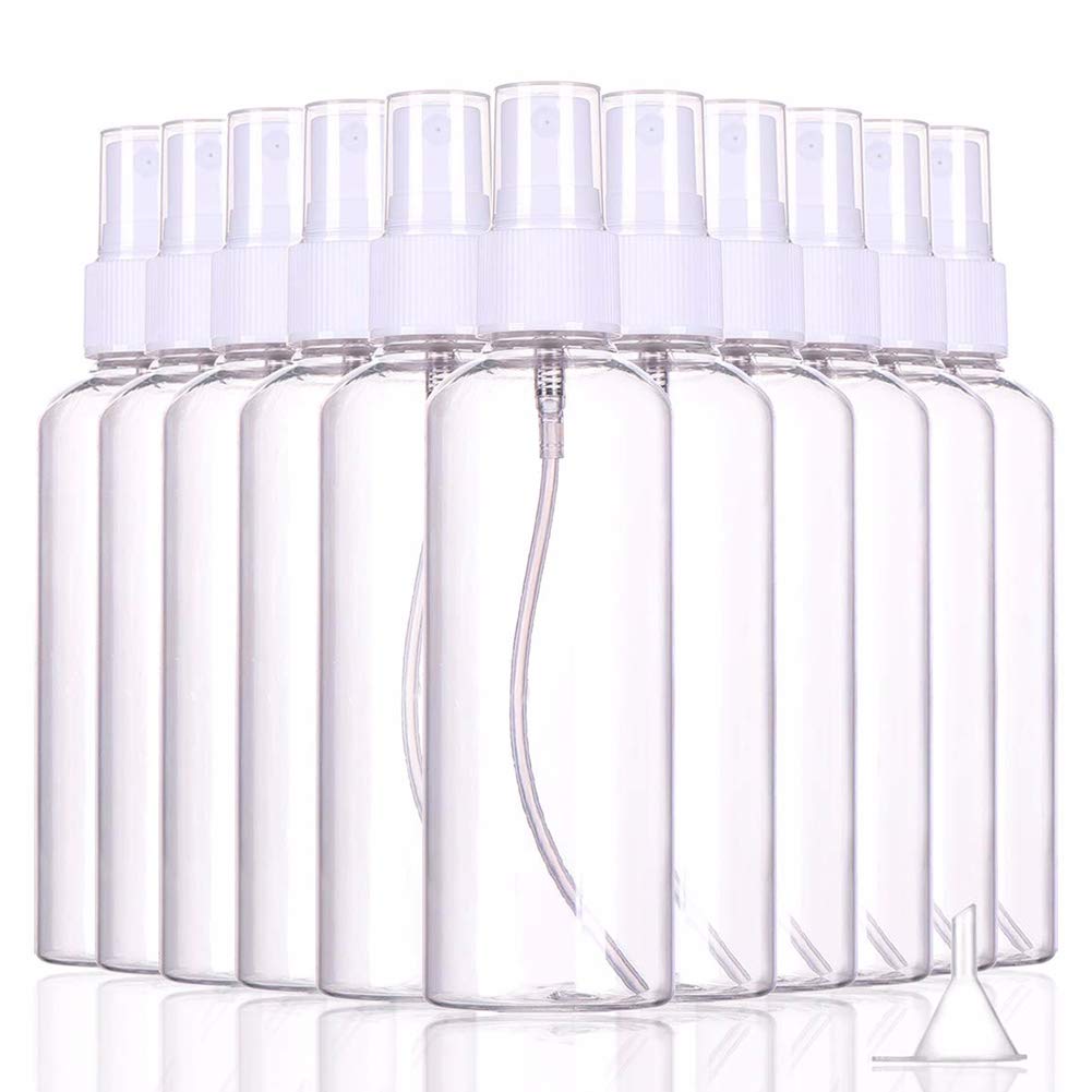 156 Pcs 3.4oz (100ml) Empty Plastic Spray Bottles - Refillable Travel Size Cosmetic Atomizers for Makeup, Hair Care, Skincare & Cleaning Solutions (Great for DIY, Salon, Home & Travel Use)