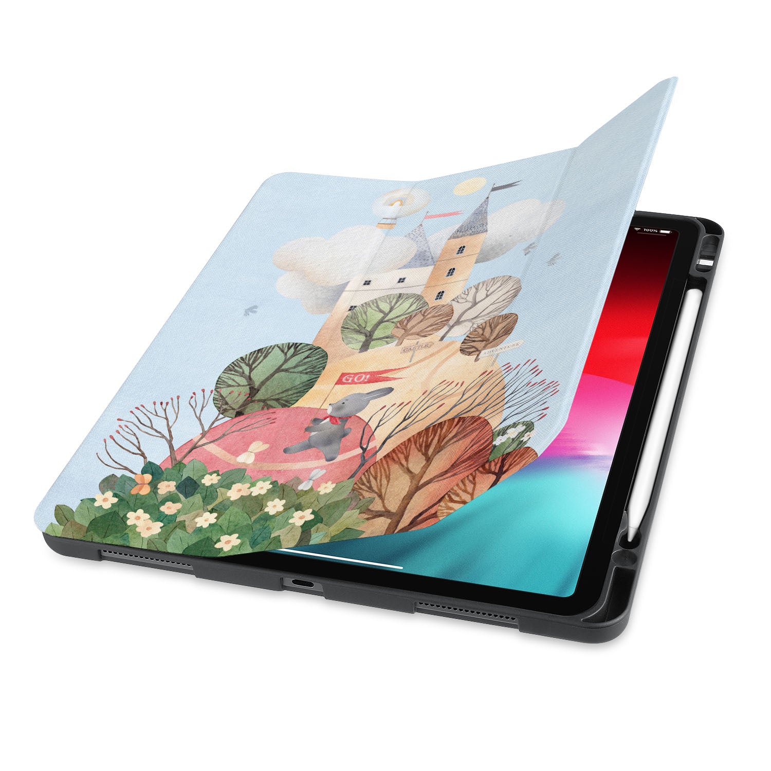 Premium iPad Trifold Case with Fairy Tale Design - Slim Protective Cover for iPad Air/Pro (6th/5th/4th/3rd Gen) - Perfect for Work, School & Travel