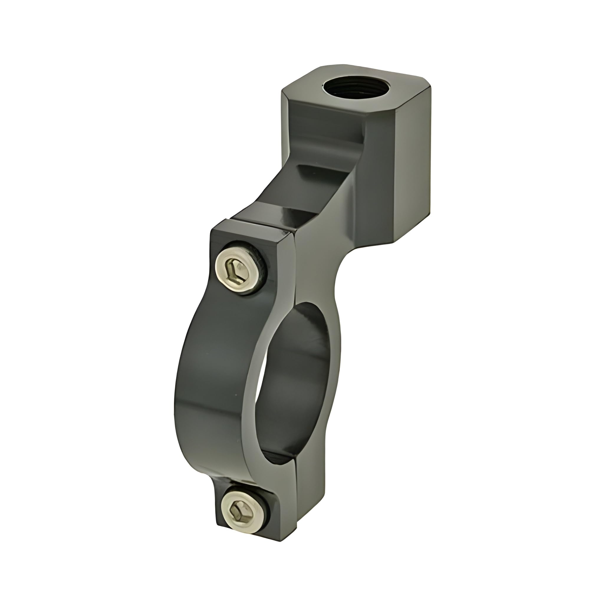 Aluminum M10 Right-Hand Thread Black Handlebar Clamp for Motorcycle Mirrors - Perfect for Harley, Honda & Yamaha Bike Upgrades