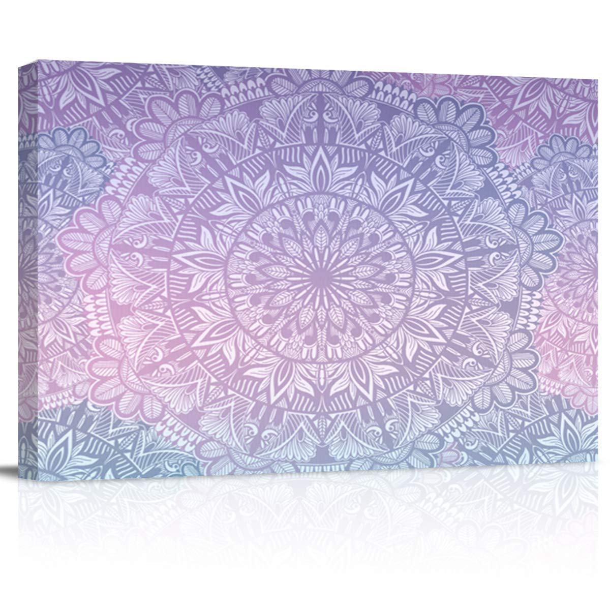 Mandala Flower Purple Gradient Canvas Wall Art - Stretched & Framed Ready to Hang Painting for Living Room, Bedroom, Office Decor - 20x24 Inches - Perfect for Meditation Spaces, Yoga Studios & Boho Home Decor