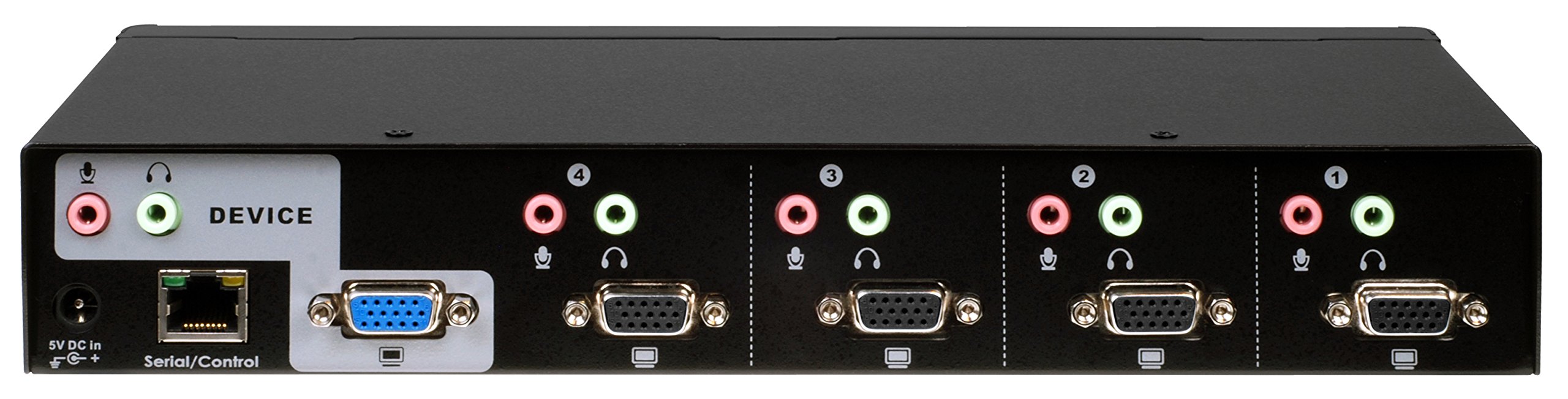 4-Port Monitor and Audio Switch (AVS-14-I) - HDMI & VGA Compatible - Perfect for Home Office, Gaming, and Multi-Device Setups