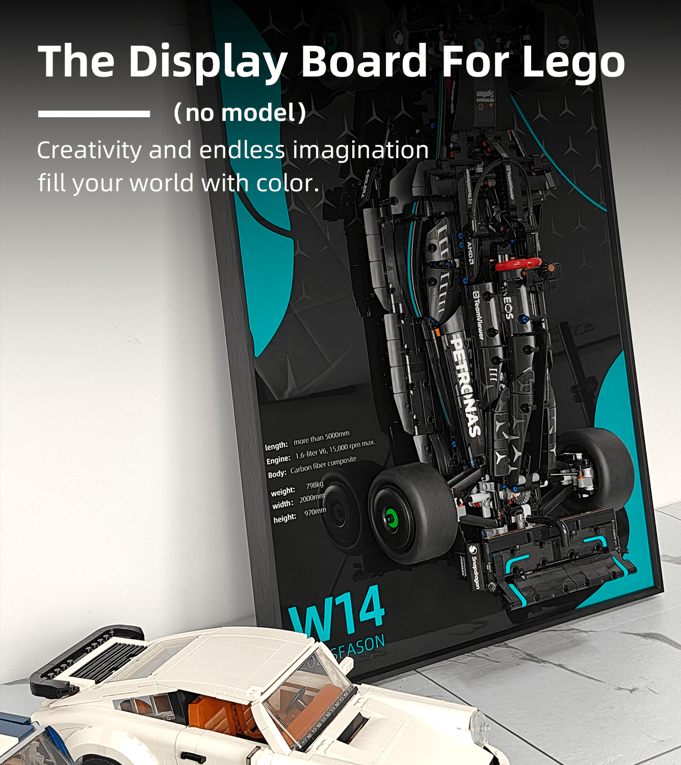 Lego Mercedes AMG F1 W14 E (42171) Display Wall Mount Frame - Premium Car Model Stand for Lego Technic Sets - Perfect for Home Office Decor, Toy Car Collection Display & Gift for F1 Fans