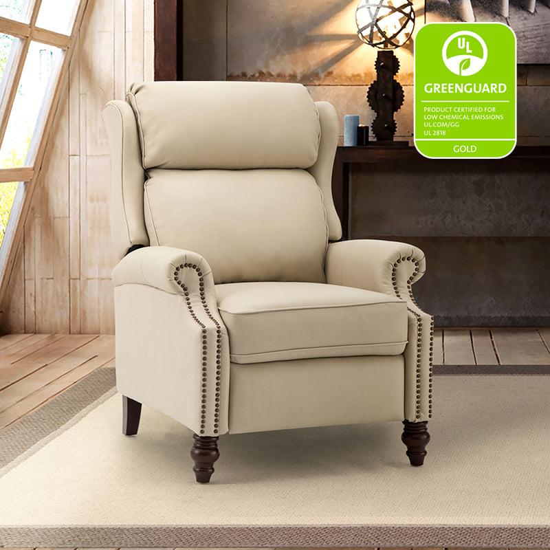 Lucina Genuine Leather Manual Recliner Chair - Handcrafted Premium Leather Living Room Furniture for Relaxation & Comfort - Perfect for Home Theater, Reading Nook, and Office Lounge