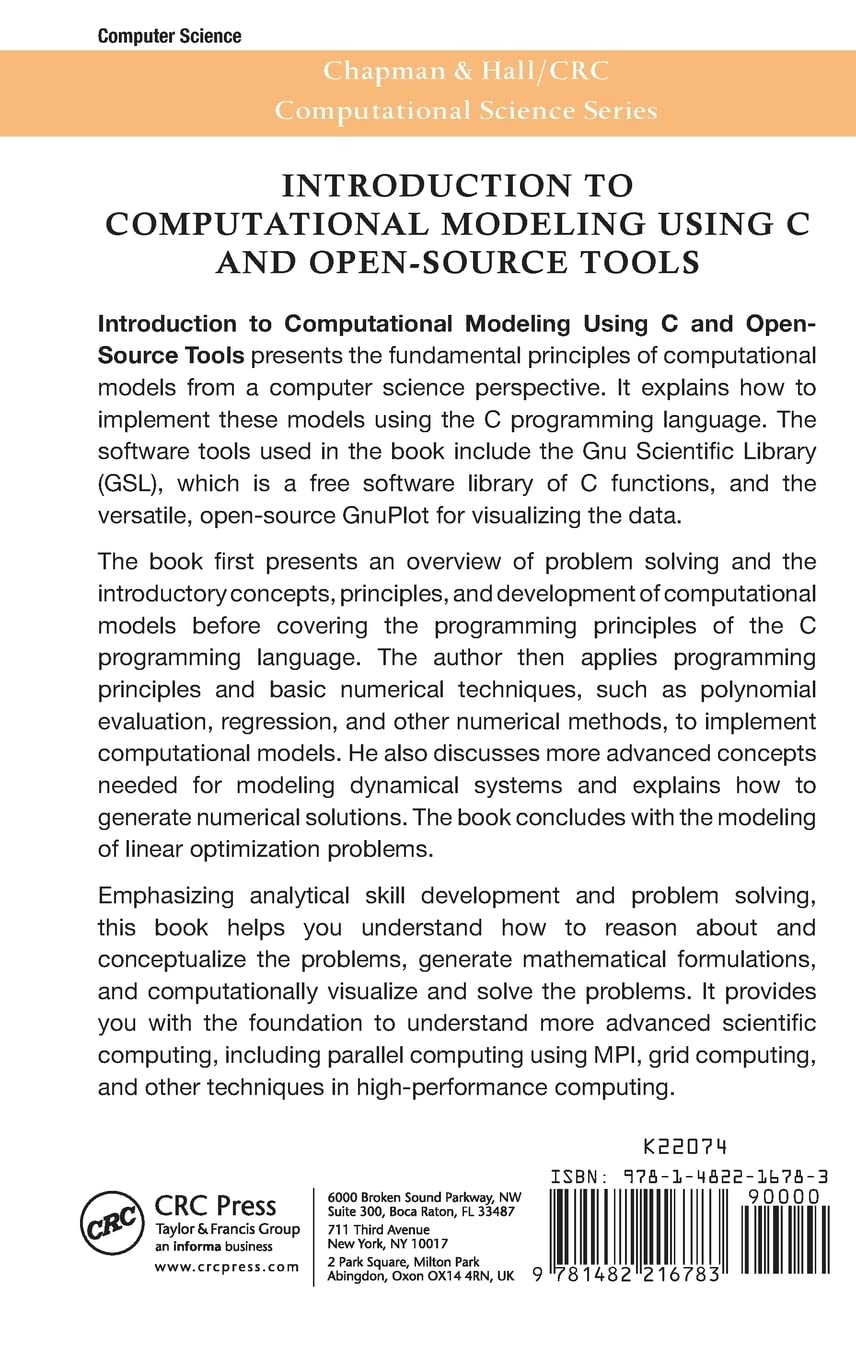 Introduction to Computational Modeling Using C and Open-Source Tools | Chapman & Hall/CRC Computational Science Book | Learn Scientific Computing for Research & Data Analysis