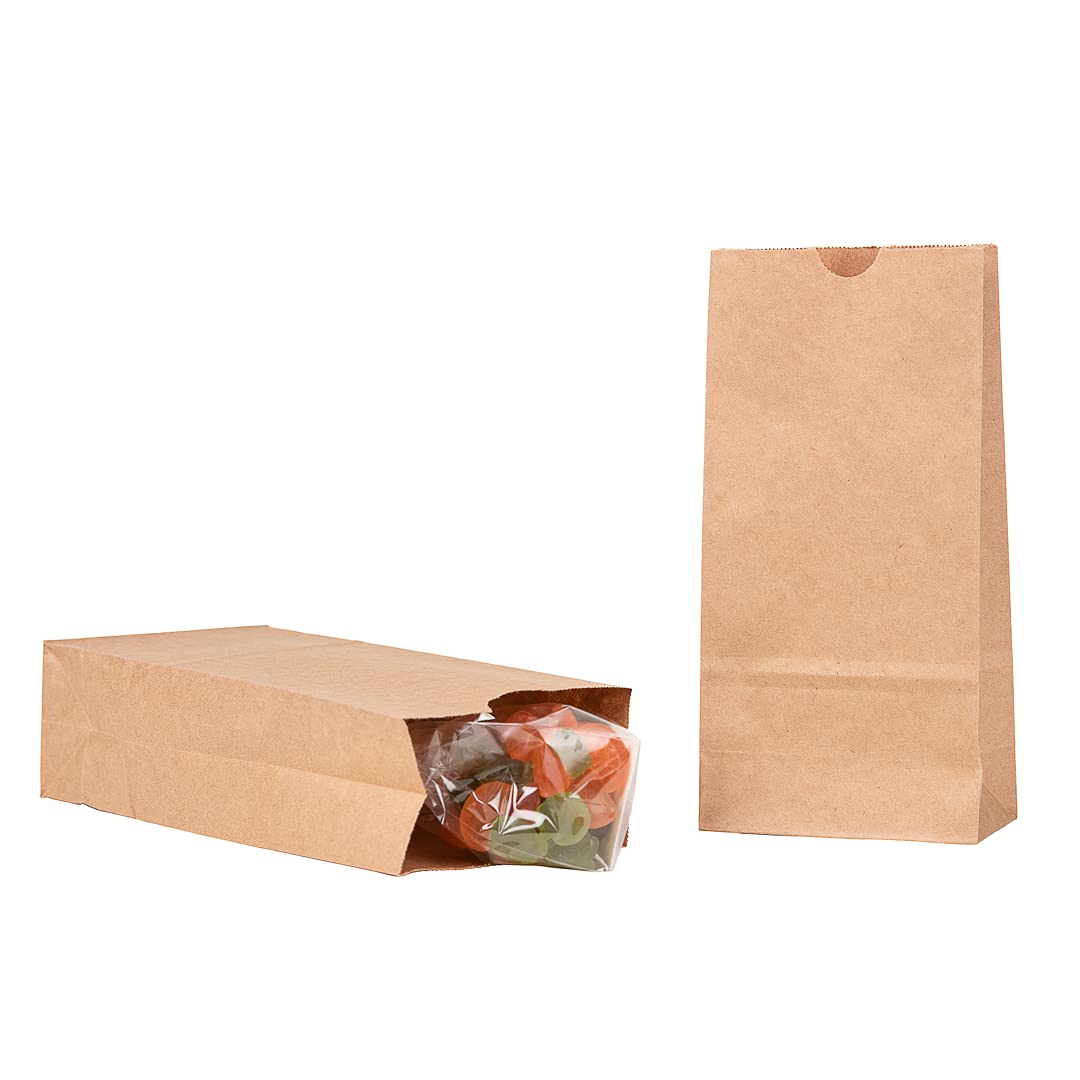 Restaurantware Bag Tek 2 LB Disposable Lunch Bags - 100 Sturdy Kraft Take Out Bags with Flat Bottom | Ideal for Restaurants, Cafes, Bakeries & Popcorn Serving | Eco-Friendly Food Packaging Solution