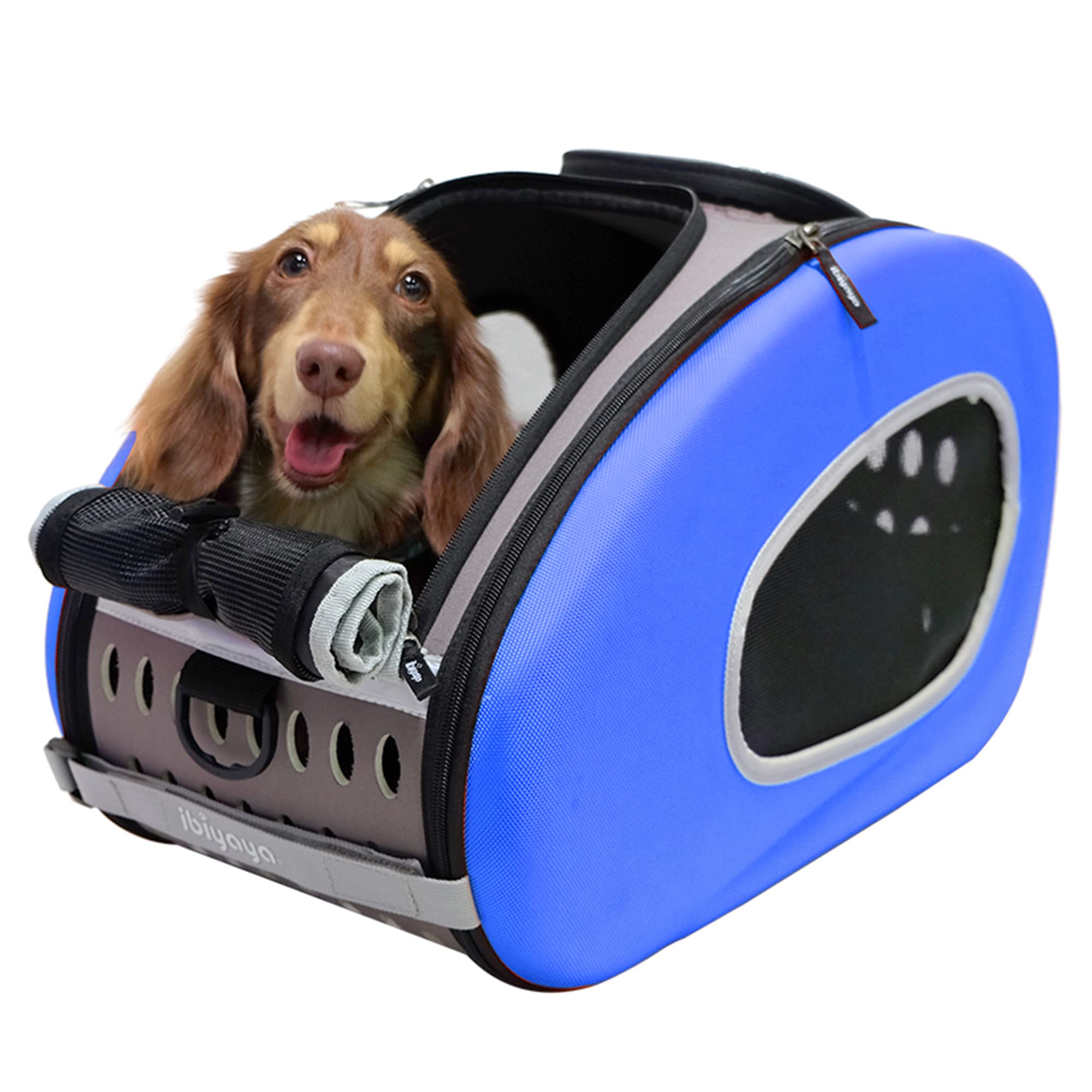 iBiyaya 5-in-1 Convertible Pet Carrier & Stroller for Small Dogs & Cats Under 16lbs - Foldable Travel Carrier, Lightweight Stroller Combo - Perfect for Vet Visits, Shopping & Outdoor Adventures (Blue)