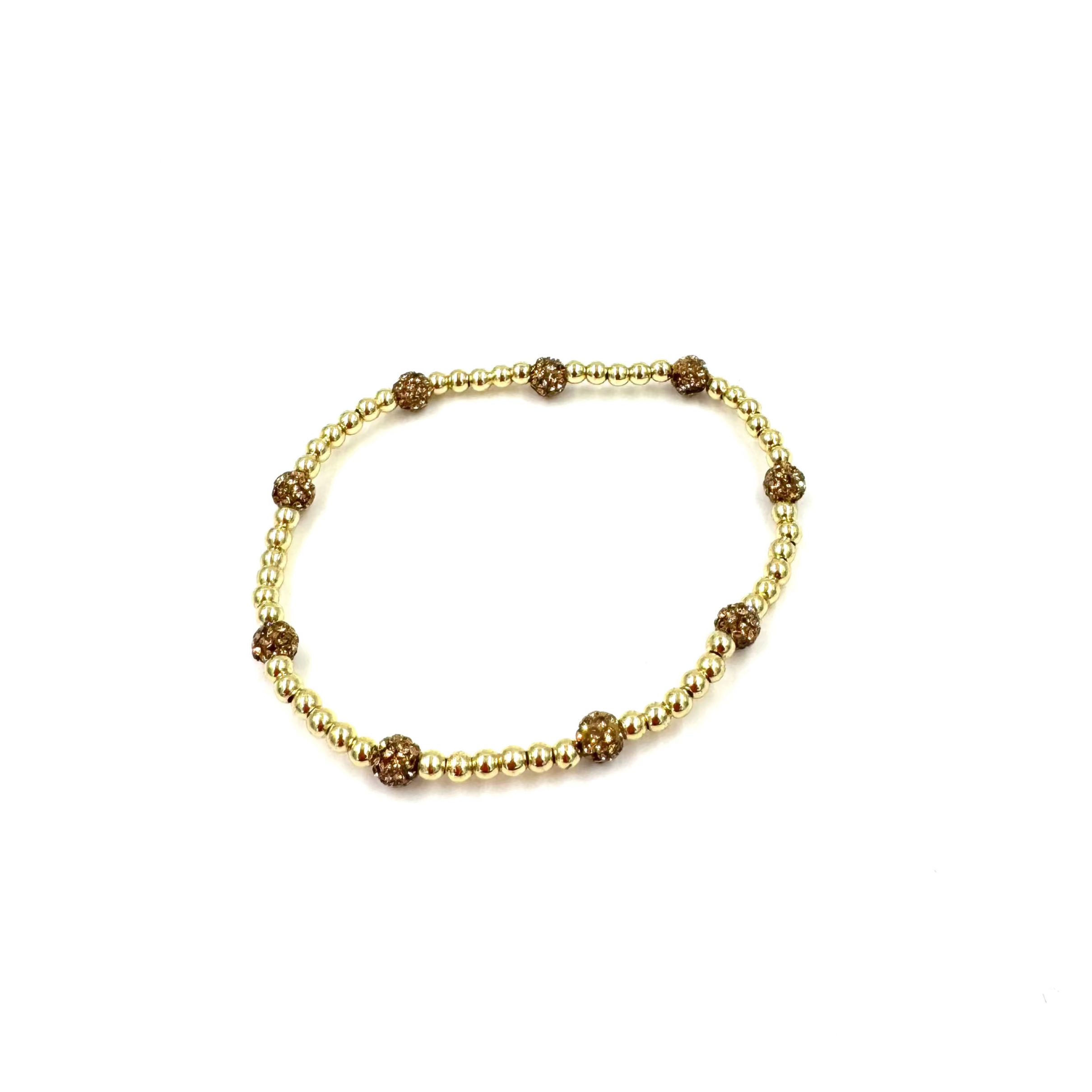 Ashley Gold Stainless Steel Gold Plated CZ Ball Cluster Stretch Bracelet - Elegant Beaded Design for Women's Fashion Jewelry | Perfect for Parties, Weddings & Special Occasions