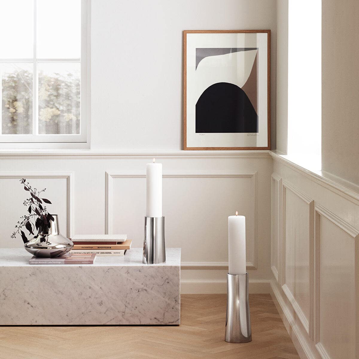 Georg Jensen Henning Koppel Large Stainless Steel Vase - Modern Home Decor & Luxury Flower Arrangement Centerpiece for Living Room, Office, Wedding