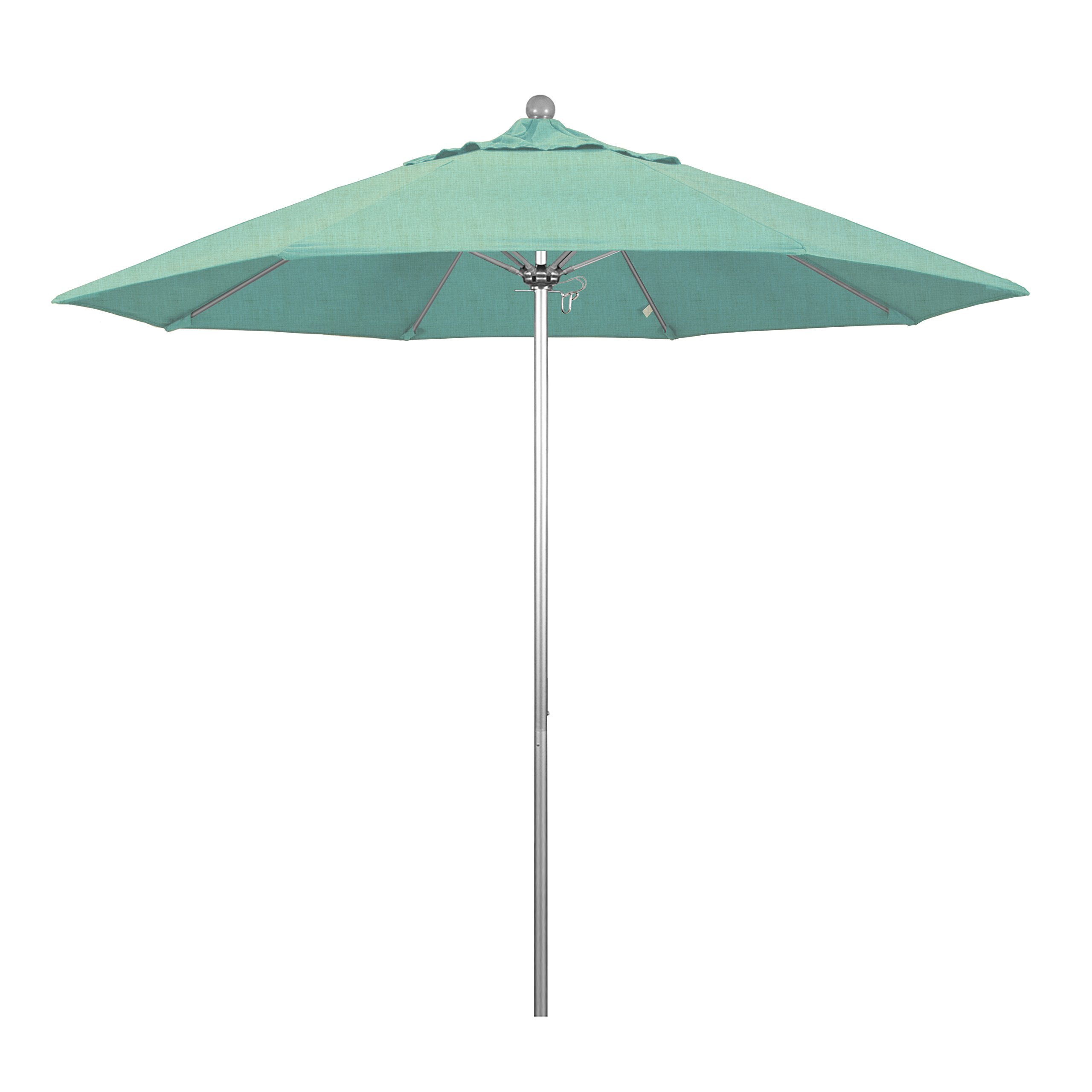 9' Round California Patio Umbrella with Aluminum/Fiberglass Frame & Push-Button Opening - Silver Pole for Outdoor Dining, Poolside Lounging & Backyard Relaxation