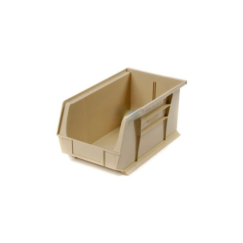 6-Pack Tan Plastic Storage Bins - Hanging & Stackable Organizer Containers for Tools, Toys, School, Office, Hospital - 8.25