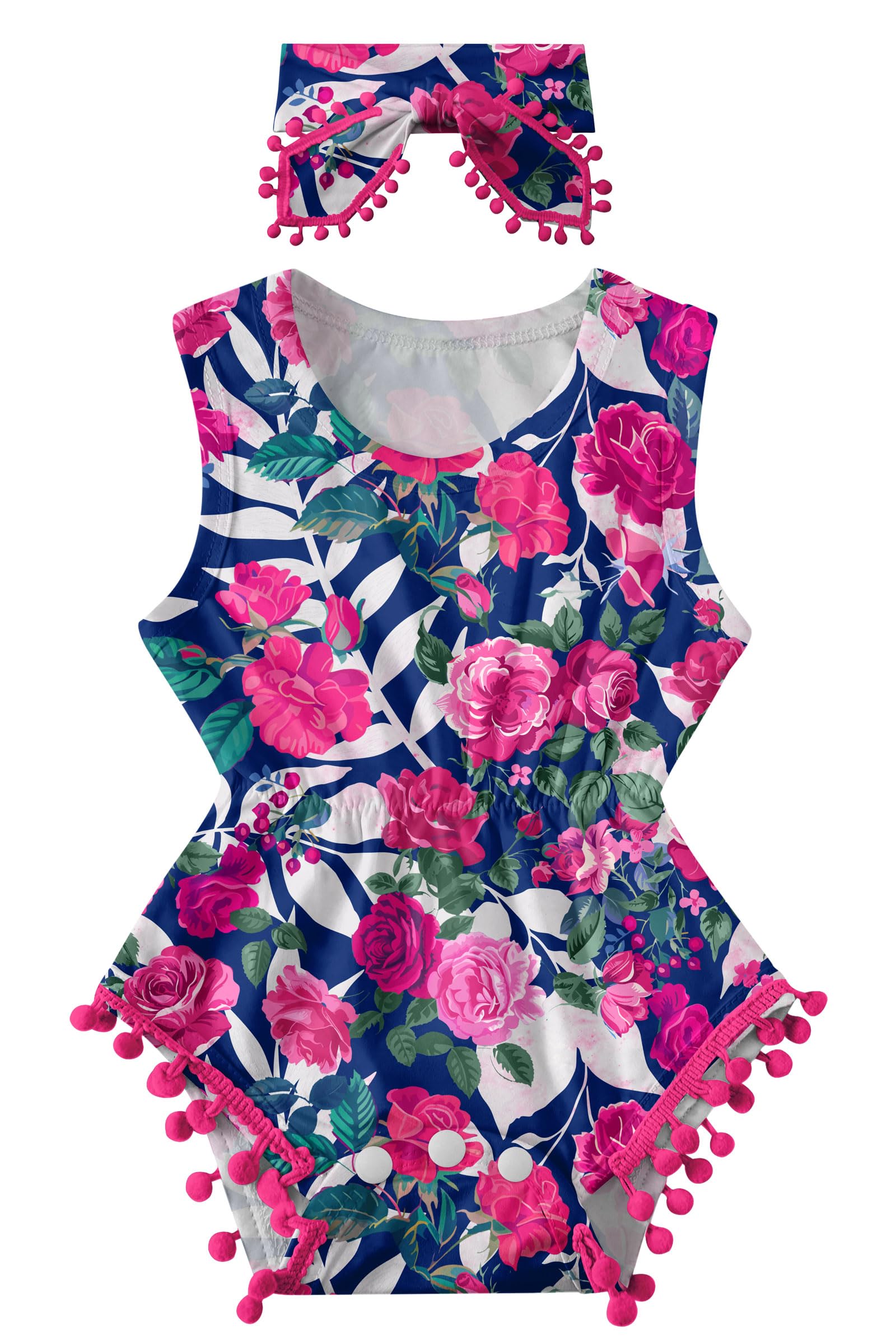 Cute Ahegao Floral Romper Outfits for Baby 0-24 Months - Soft Cotton Jumpsuit with Matching Headband | Perfect for Newborn Photoshoots, Playdates & Special Occasions