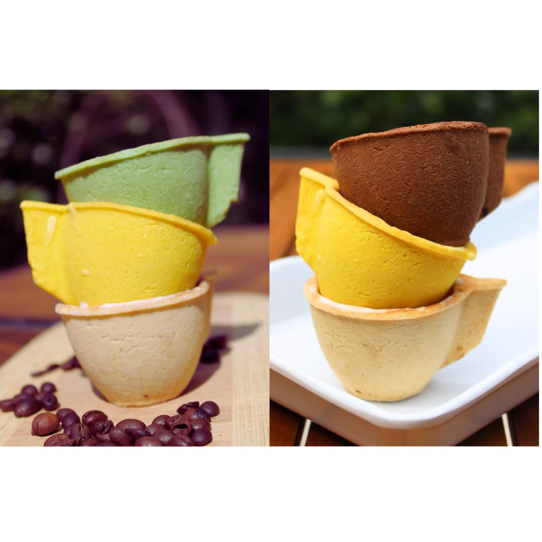 Edible Cookie Cups - 6 Delicious Flavors: Dark Chocolate, Milk, Hazelnut, Lemon, Almond, Pistachio - 36 Pack - Perfect for Parties, Desserts & Gift Giving
