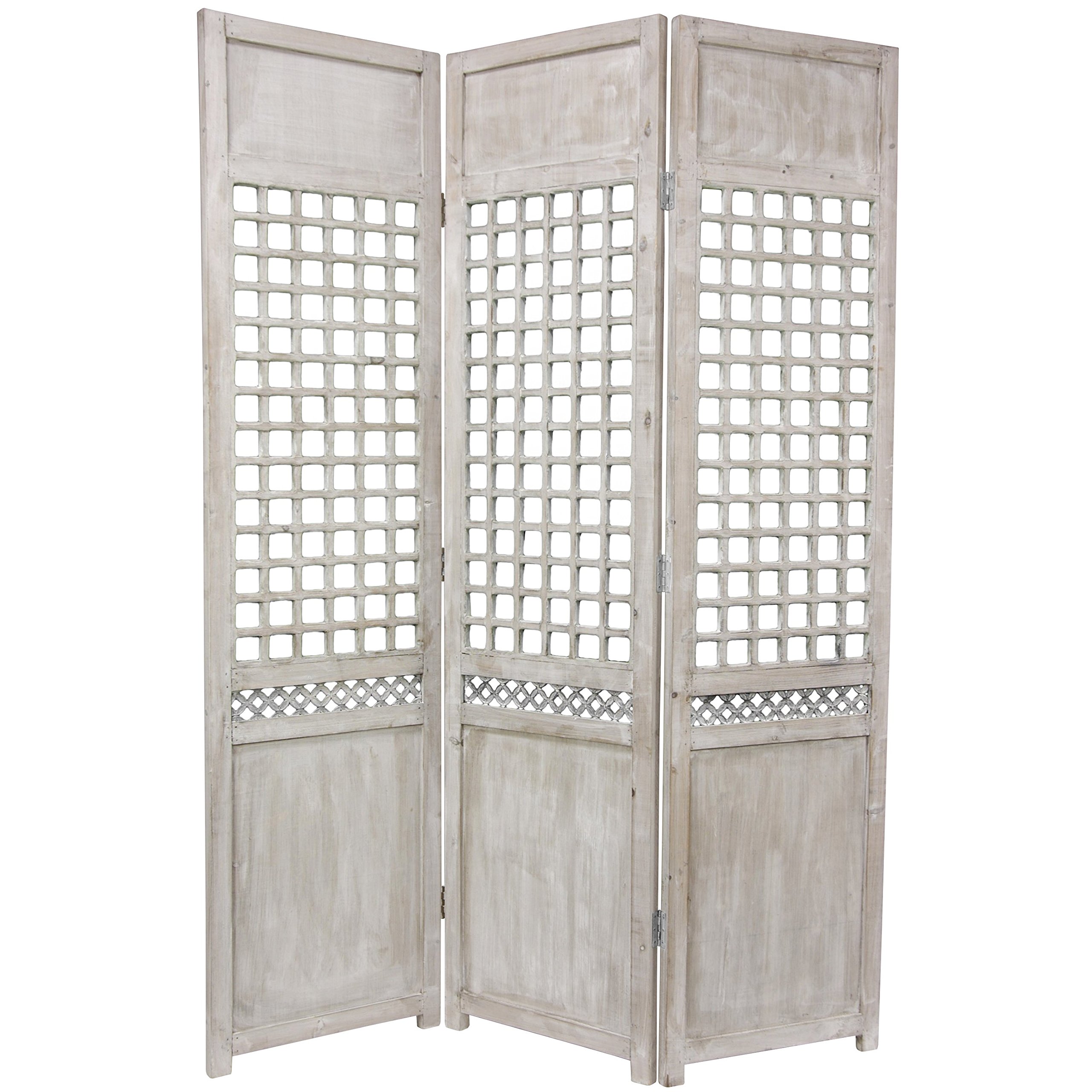 6 ft. Tall Red Chinese Lantern Open Lattice Room Divider - Freestanding Privacy Screen for Home Decor, Wedding, Party & Asian-Themed Events