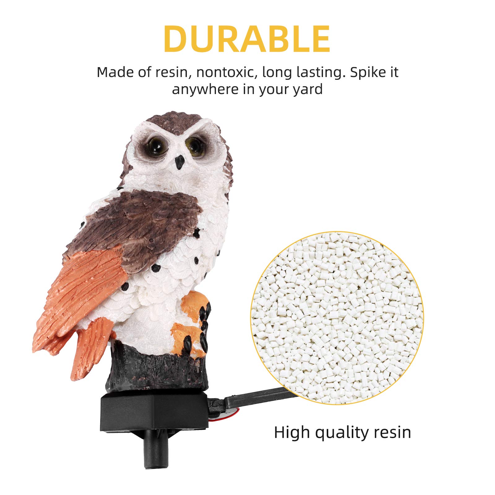 Solar Powered Owl Garden Lights - Waterproof Outdoor LED Solar Lights for Pathway, Lawn & Yard Decor - Durable Resin Stake Lights for Patio, Garden & Landscape Lighting