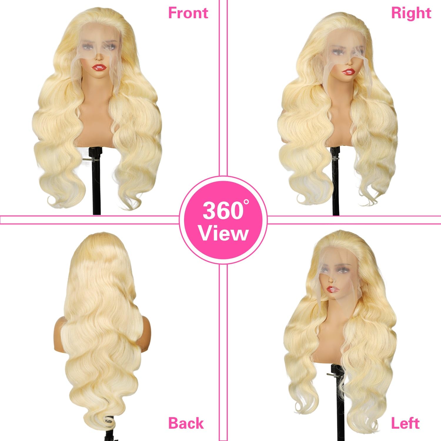613 Blonde 13x6 Lace Front Wig Human Hair 200% Density Body Wave 28 Inch Full & Thick HD Lace Frontal Wig with Pre-Plucked Baby Hair for Women - Perfect for Daily Wear, Cosplay, and Special Occasions