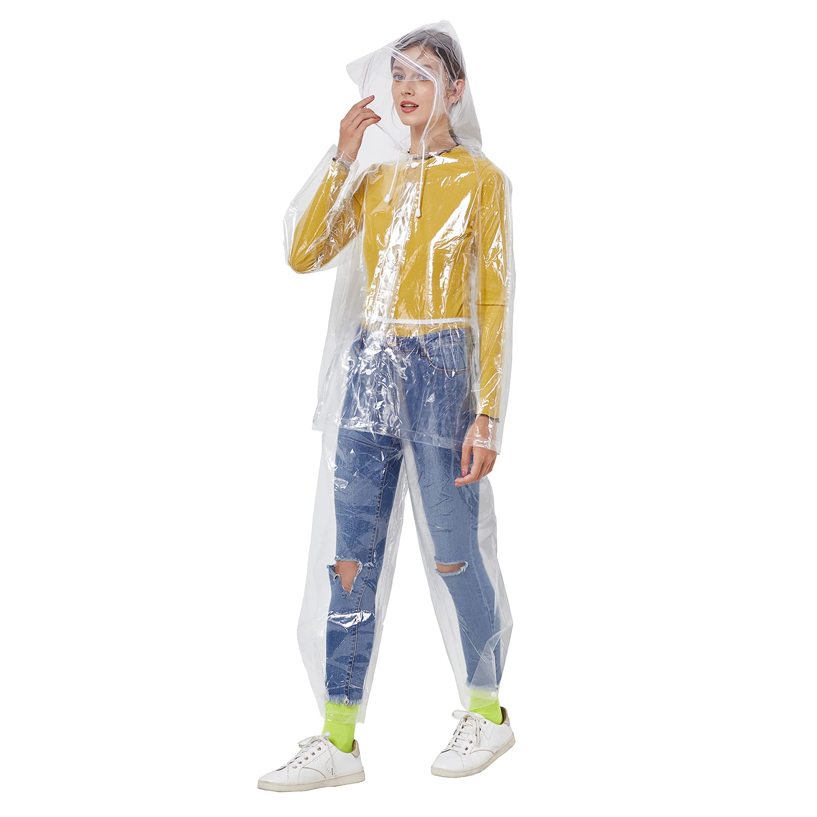 Freesmily Reusable Waterproof Raincoat Set for Women & Men - Transparent Rain Suit with Hood, Jacket & Pants - Perfect for Hiking, Camping, Fishing, Outdoor Activities & Rainy Day Commute