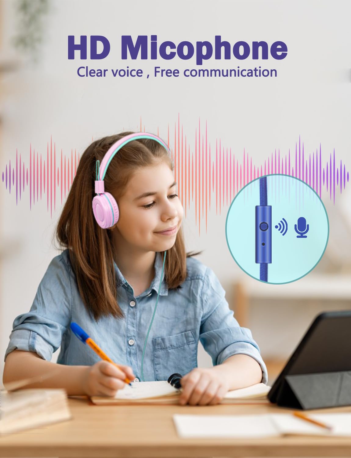Kids Headphones with Microphone - Wired Foldable Gaming Headset for School, PC, PS4, PS5, Laptop, Mac, Switch, Tablet & Xbox One - Perfect for Toddlers, Teens & Adults | Ideal for Online Classes, Gaming & Remote Work