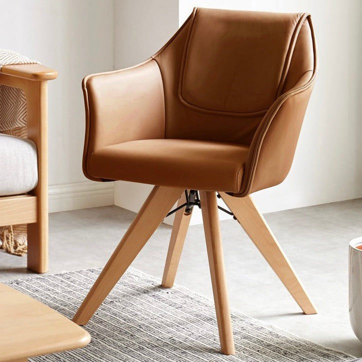 360° Swivel Beech Solid Wood Soft Chair - Ergonomic Comfort for Living Room, Office & Study