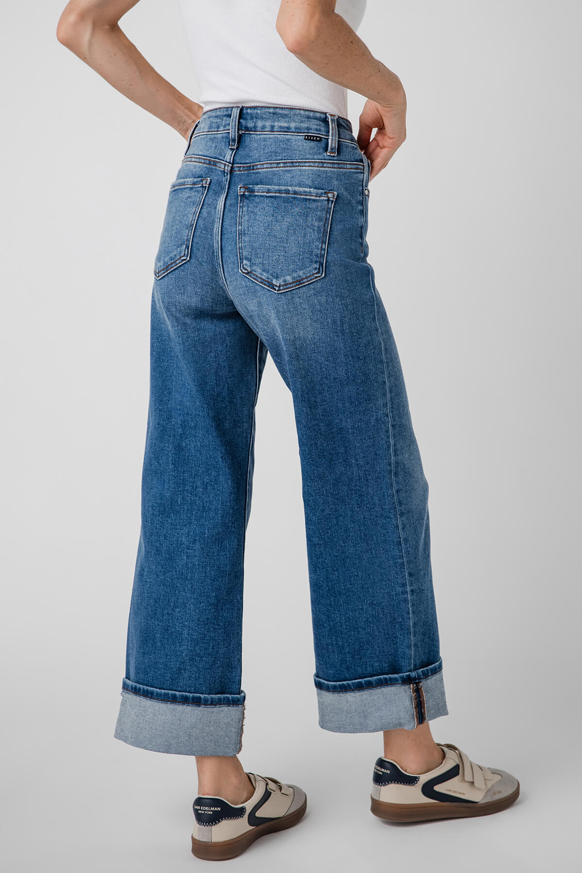 Risen Phoebe High Rise Crop Wide Leg Cuffed Jeans for Women - Trendy Distressed Denim Pants for Casual Outfits & Streetwear Fashion