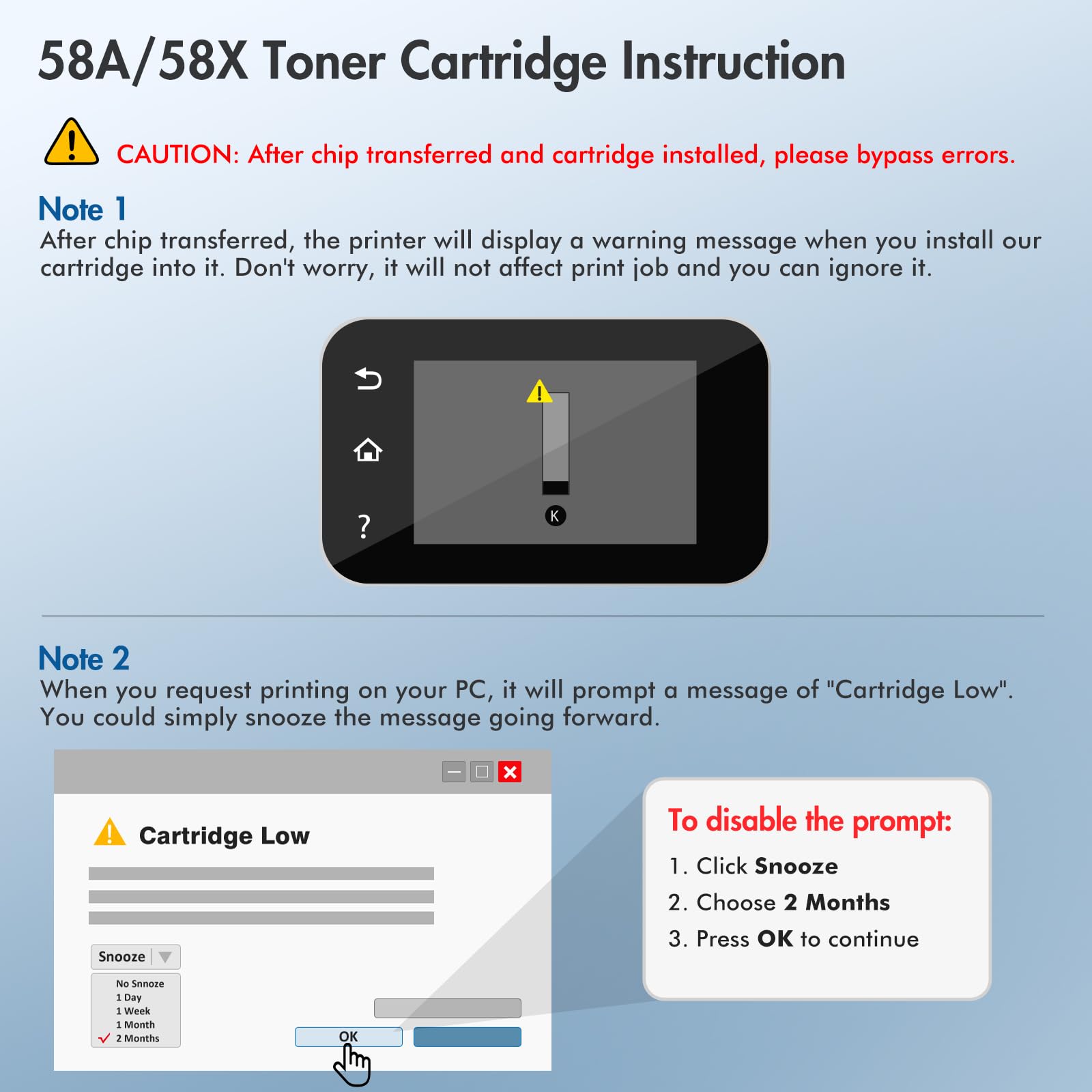 Original Title: Cool Toner 58A CF258A Black Toner Cartridge Replacement for HP 58A CF258A Toner for HP Laserjet Pro M404n M404dn MFP M428fdw M428fdn M428dw Printer Ink 2-Pack    Optimized Title:   **HP 58A CF258A Black Toner Cartridge Replacement (2-Pack) - Compatible with HP LaserJet Pro M404n, M404dn, M428fdw, M428fdn, M428dw Printers - High-Yield Printing for Office & Home Use**