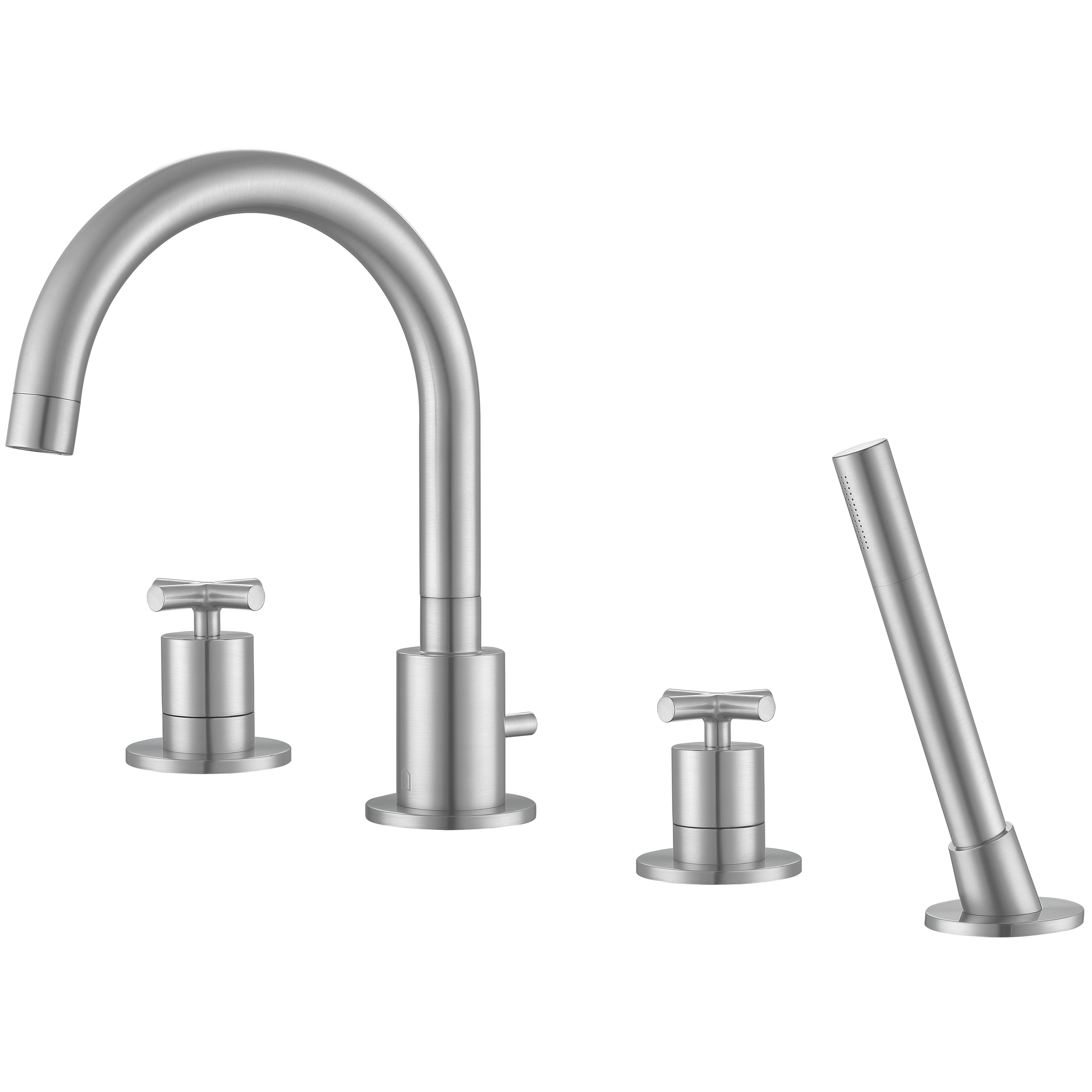 Brushed Nickel Ava Two Handle Roman Tub Bathroom Faucet - Perfect for Luxury Bathrooms & Spa-Like Retreats