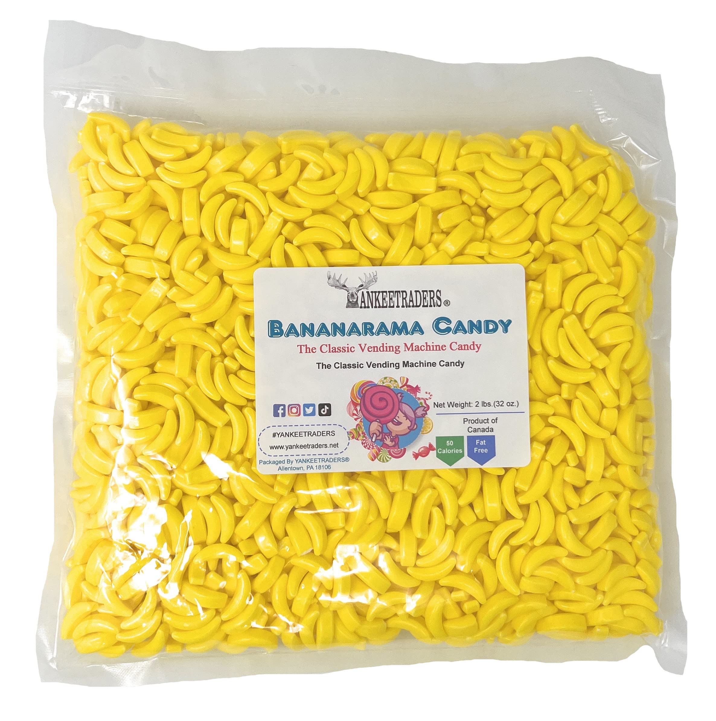 Yankee Traders Banana Flavored Candy - 2 Pound Bulk Bag | Sweet Tropical Treat for Parties, Halloween & Office Snacks