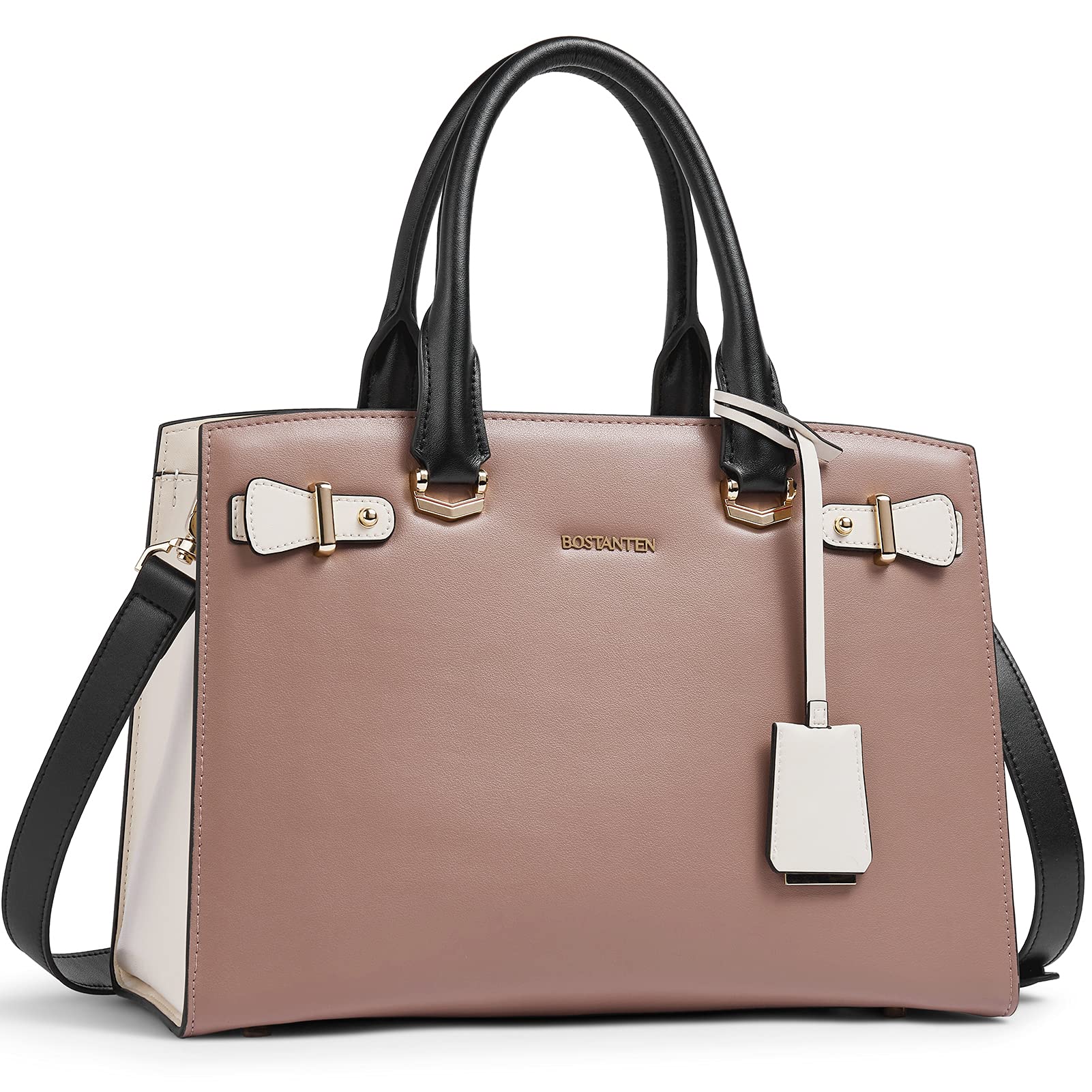 BOSTANTEN Women's Genuine Leather Handbag - Designer Satchel Purse with Top Handle, Shoulder Strap & Crossbody Strap - Elegant Tote for Work, Travel & Everyday Use