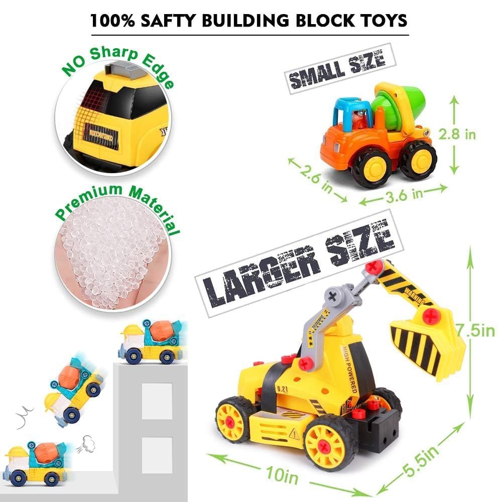 7 in 1 Take Apart Truck Toys with Electric Drill - STEM Construction Building Set for Kids Ages 3-8 | DIY Engineering Toy, Push & Go Vehicle, Educational Gift for Boys | Perfect for Birthday Presents, Classroom STEM Activities & Creative Playtime