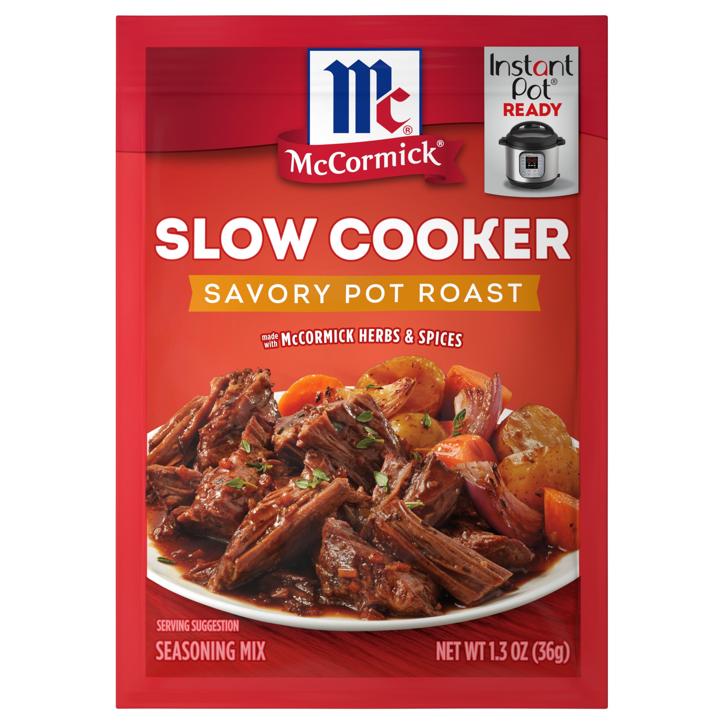 McCormick Slow Cooker Savory Pot Roast Seasoning Mix, 1.3 oz - Perfect for Easy Crockpot Meals & Hearty Family Dinners