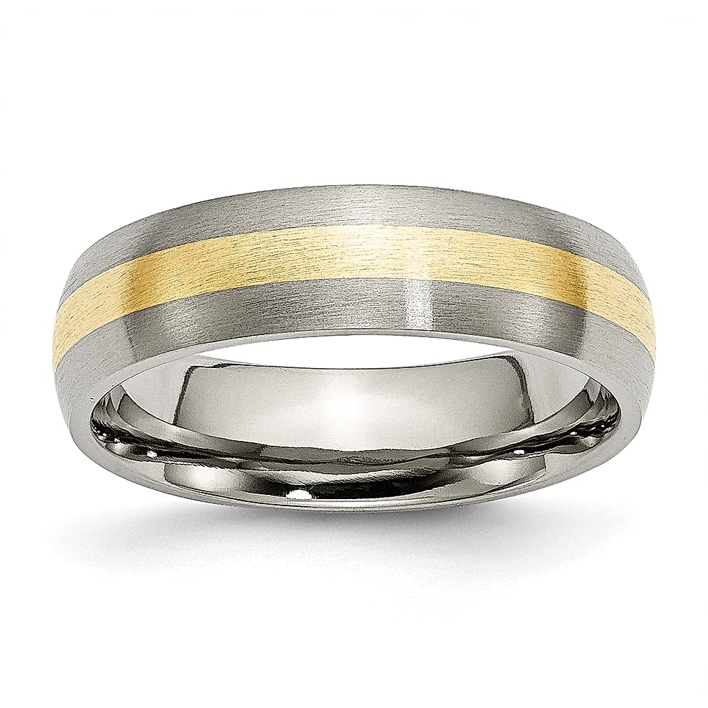 ICE CARATS 14K Gold Inlaid Titanium Brushed 6mm Wedding Band Ring for Women - Durable & Hypoallergenic Fine Jewelry, Perfect for Anniversaries, Engagements & Everyday Wear