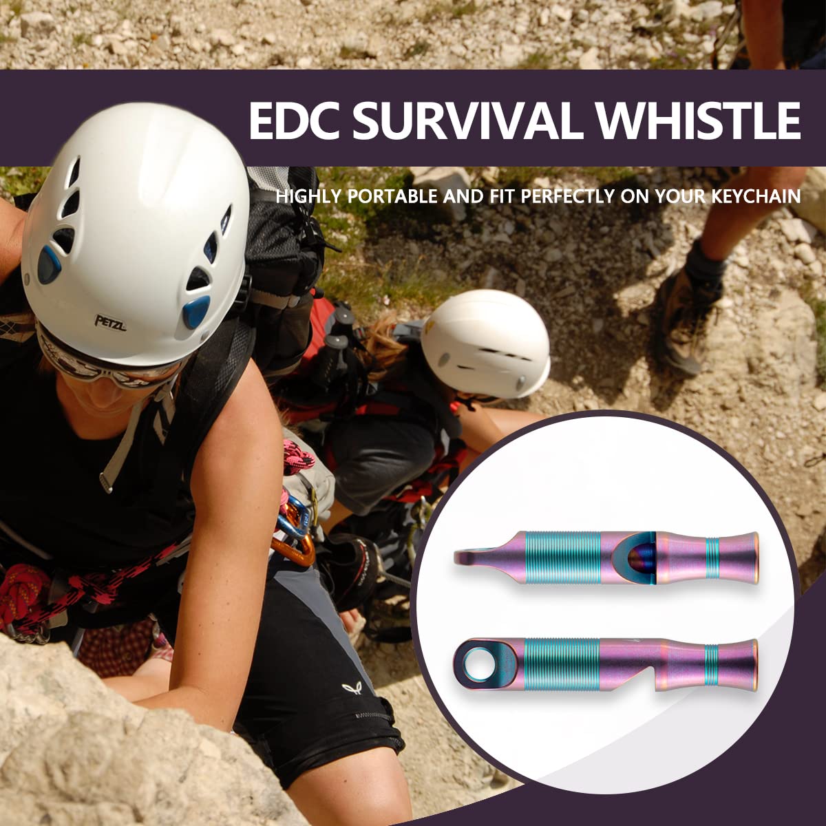 Titanium Emergency Survival Whistle - Ultra Loud Safety Whistle for Outdoor Adventures, Kayaking, Boating & Fishing | Perfect for Life Vests, Jackets, Camping, Hiking & Hunting | Durable with Paracord Lanyard