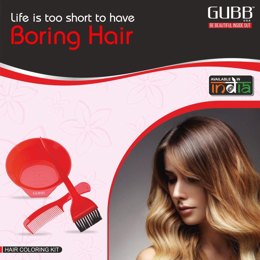 GUBB Professional Hair Dye Kit - Small Hair Coloring Brush with Strong Nylon Bristles, Tail Comb & Mixing Bowl for Salon-Quality Hair Coloring, Henna, and Mehndi Application | Reusable, Easy to Clean | Perfect for At-Home Hair Treatments, DIY Beauty, and Professional Styling