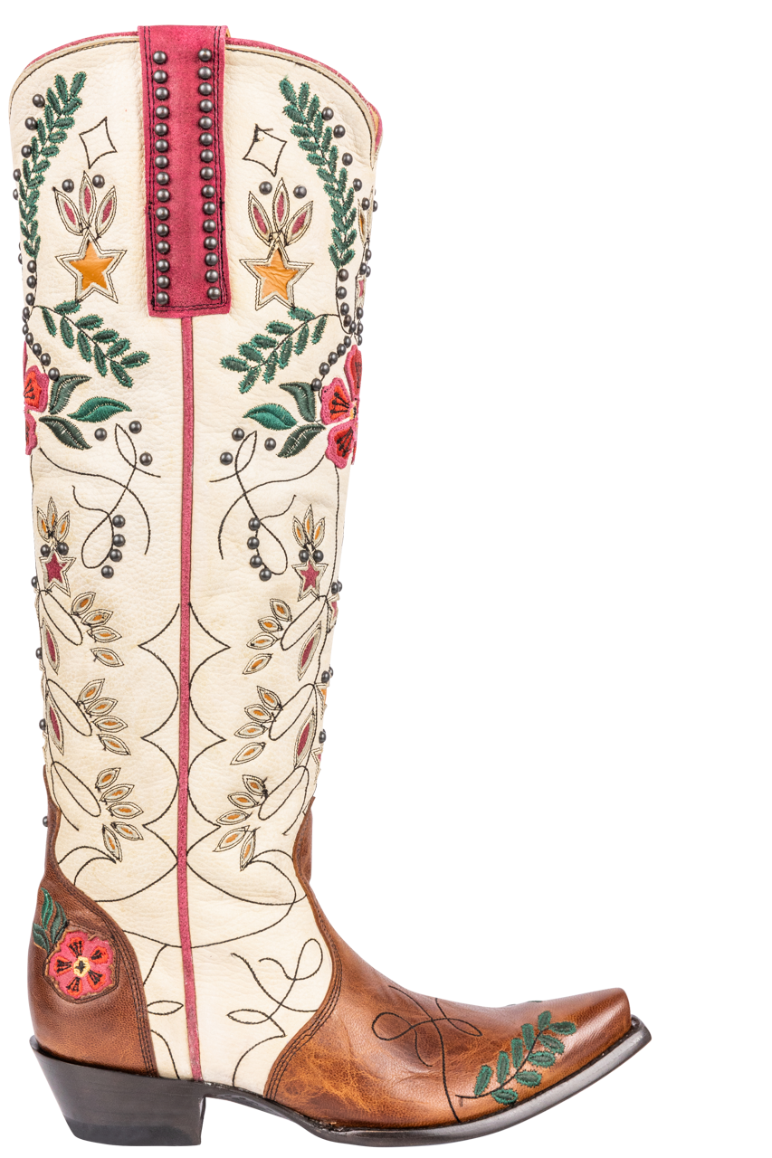 Old Gringo Full Bloom Cowgirl Boots in Cream - Stylish Western Boots for Women | Perfect for Rodeo, Country Dancing & Fashion Outfits