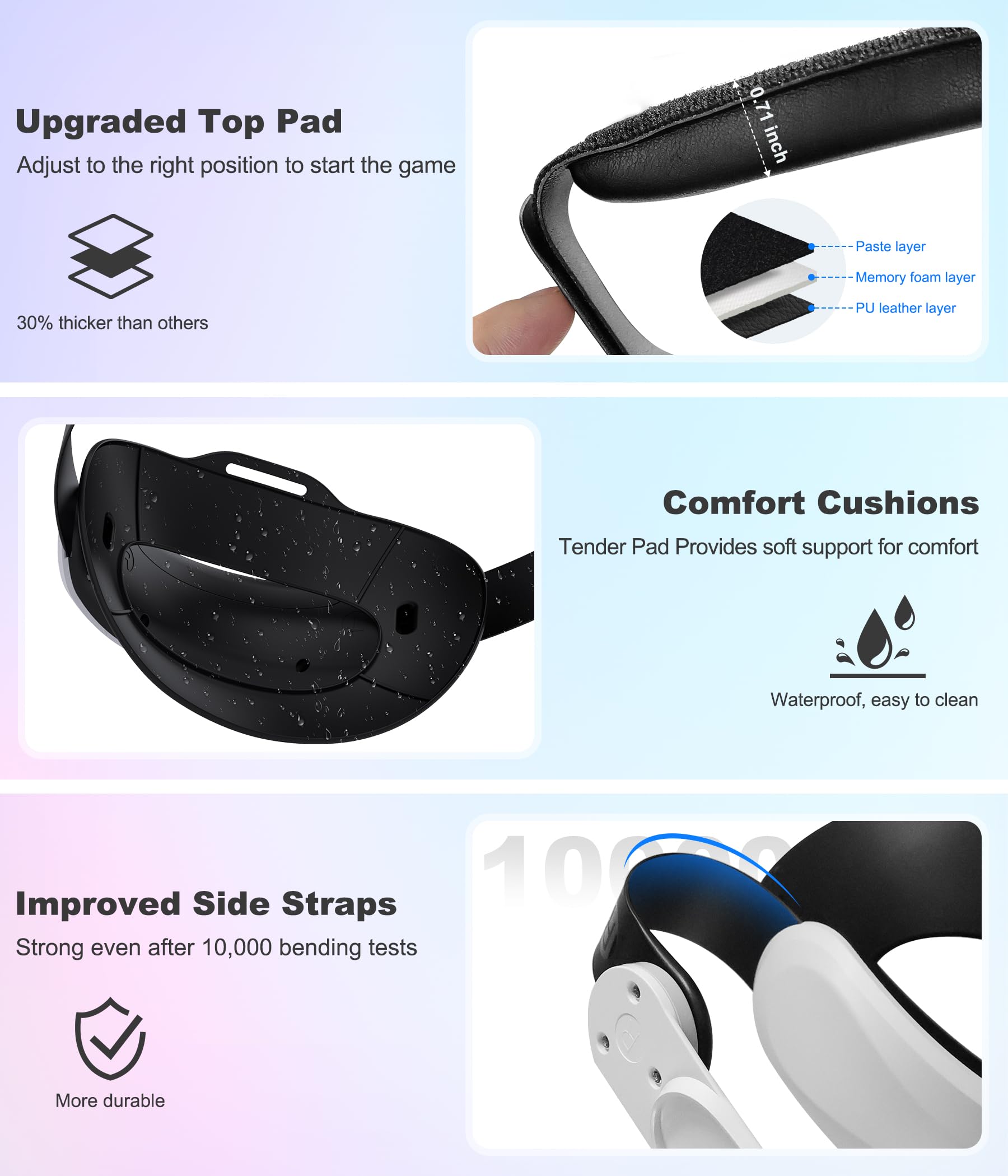 Meta Quest 3S/3/2 Adjustable Head Strap Replacement - Lightweight VR Headset Strap for Enhanced Support & Comfort | Reduces Pressure on Oculus Headsets | Perfect for Gaming, VR Fitness & Extended Play Sessions