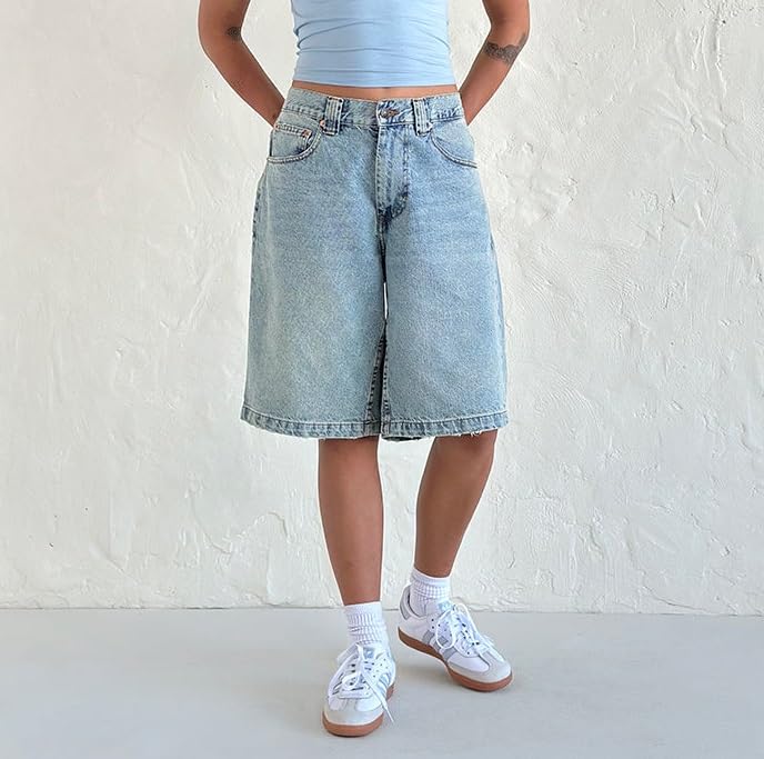 Women's Wide Leg Bermuda Jean Shorts - High Waist Carpenter Denim Shorts | Y2K Straight Baggy Jeans Shorts for Women | Casual Summer Outfit, Streetwear Fashion
