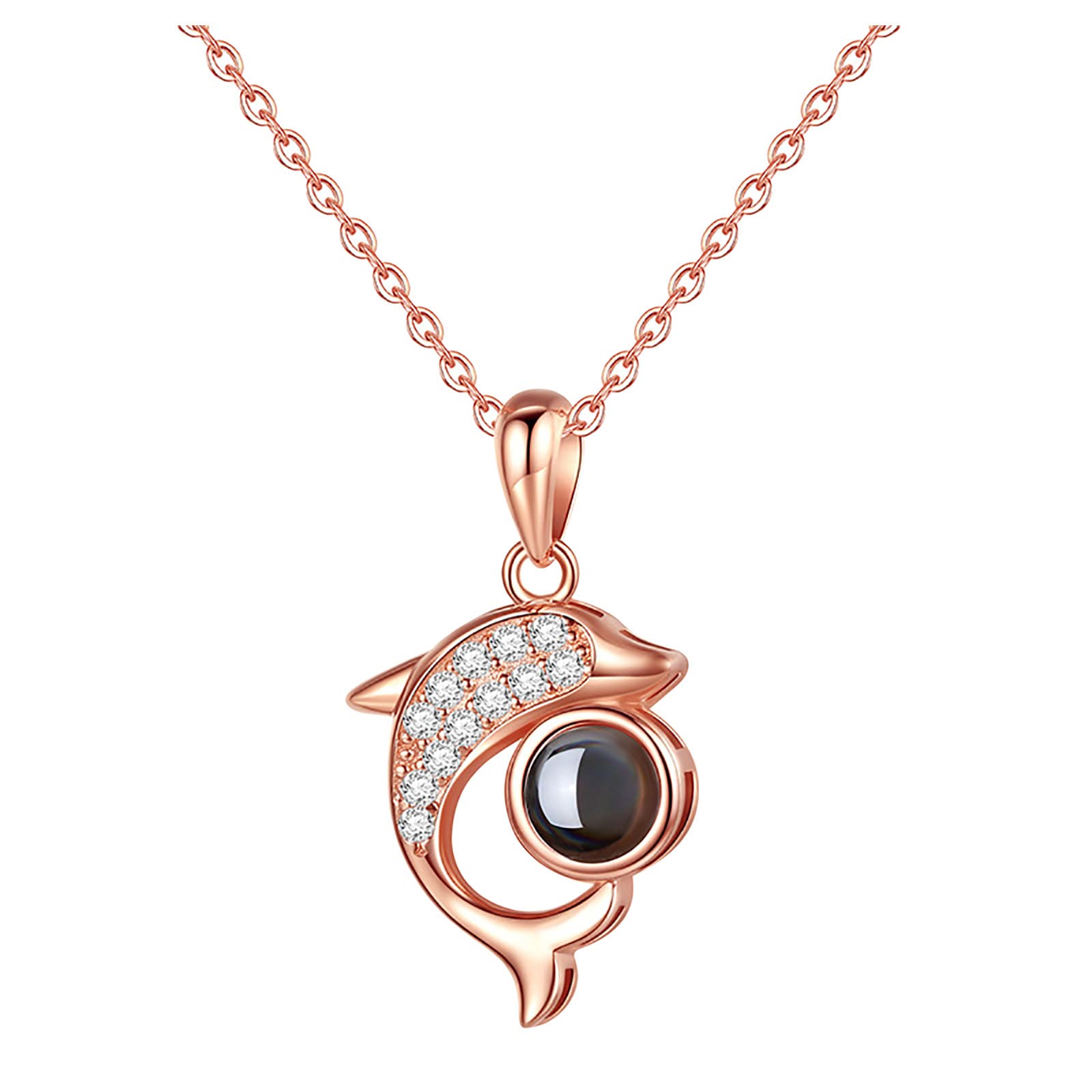 100 Languages 'I Love You' Rose Projection Pendant Necklace - Romantic Hammered Gold Jewelry Gift for Couples, Anniversaries & Valentine's Day (Rose Gold, One Size) - Perfect for Date Nights, Proposals & Special Occasions