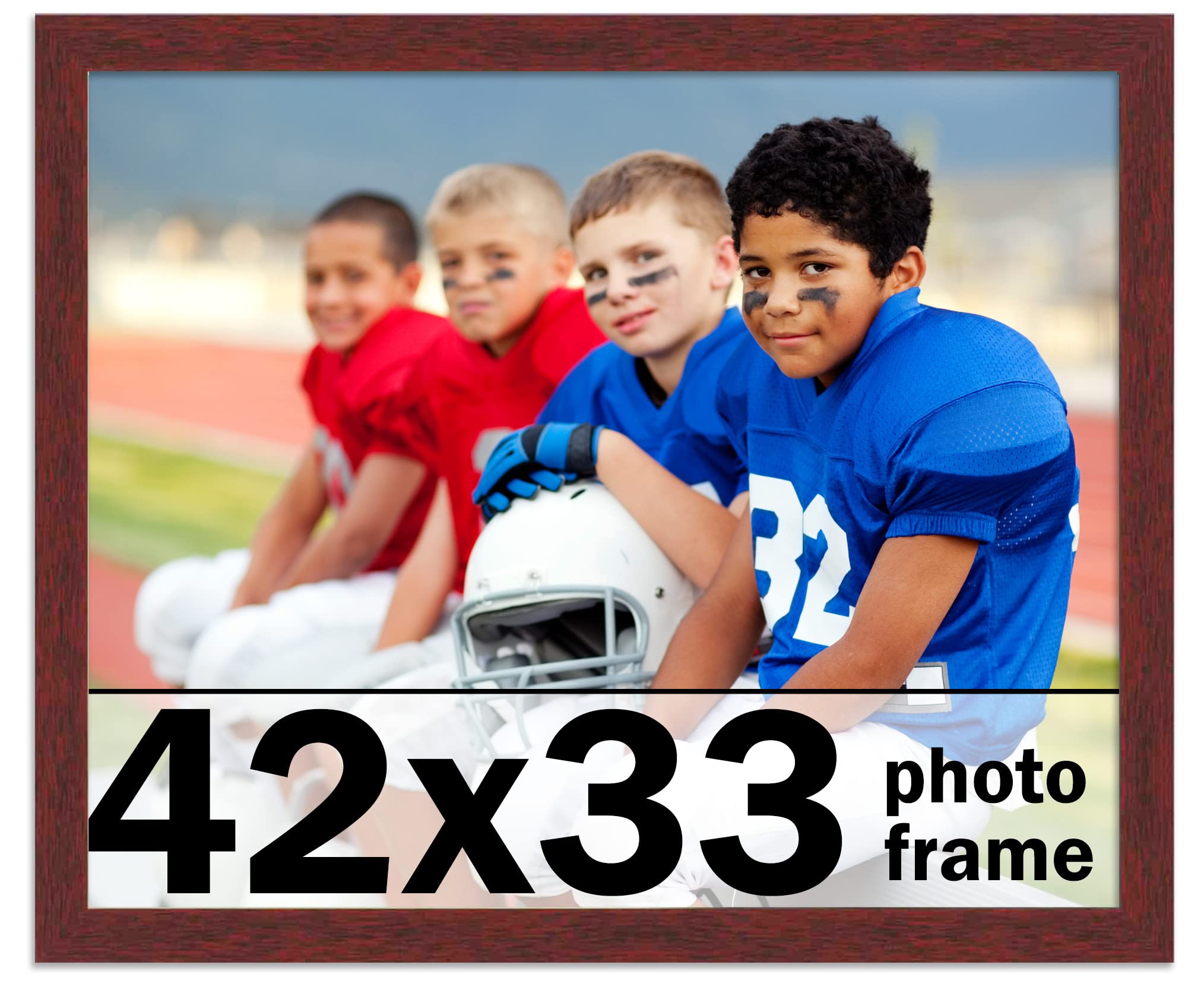 CountryArtHouse 42x33 Inch Solid Mahogany Wood Picture Frame with UV Acrylic Plexiglass - Acid-Free Foam Backing & Hanging Hardware Included - Perfect for Wall Art, Family Photos, and Home Decor