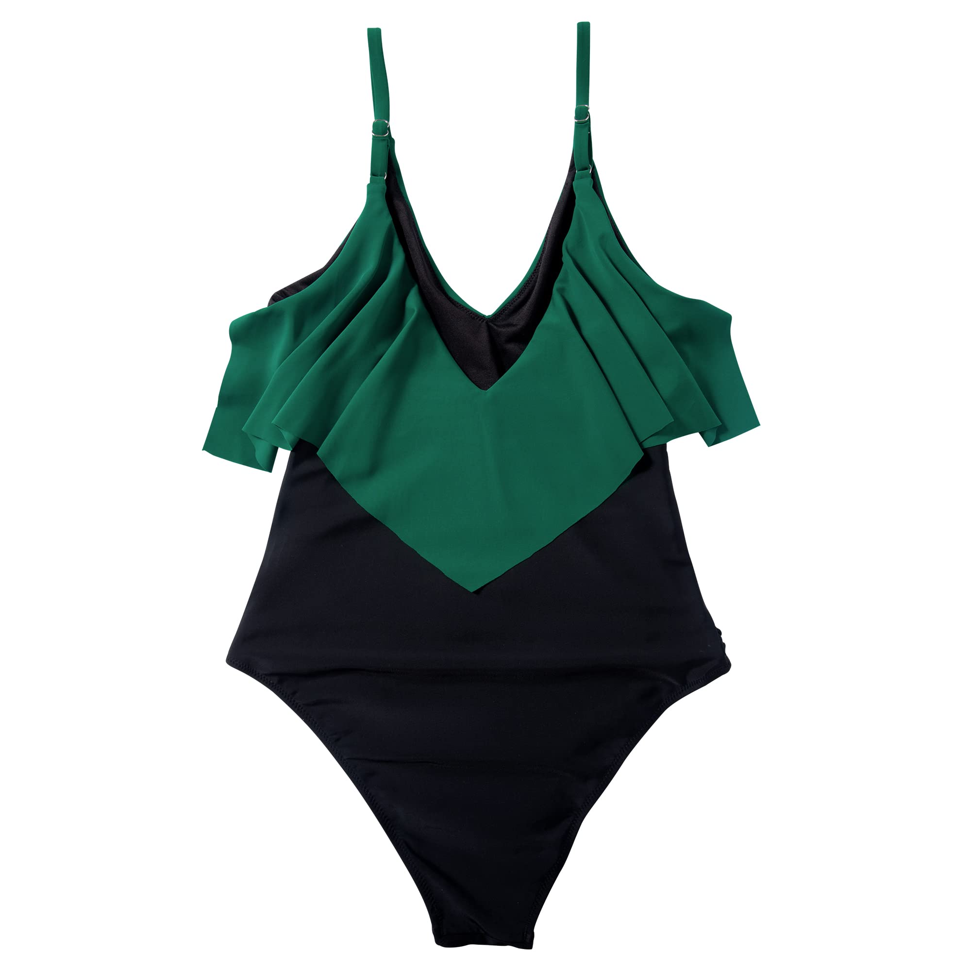 SUUKSESS Women's Slimming One Piece Swimsuit with Ruffle & Ruched Tummy Control - Sexy Bathing Suit for Beach, Pool Party & Vacation