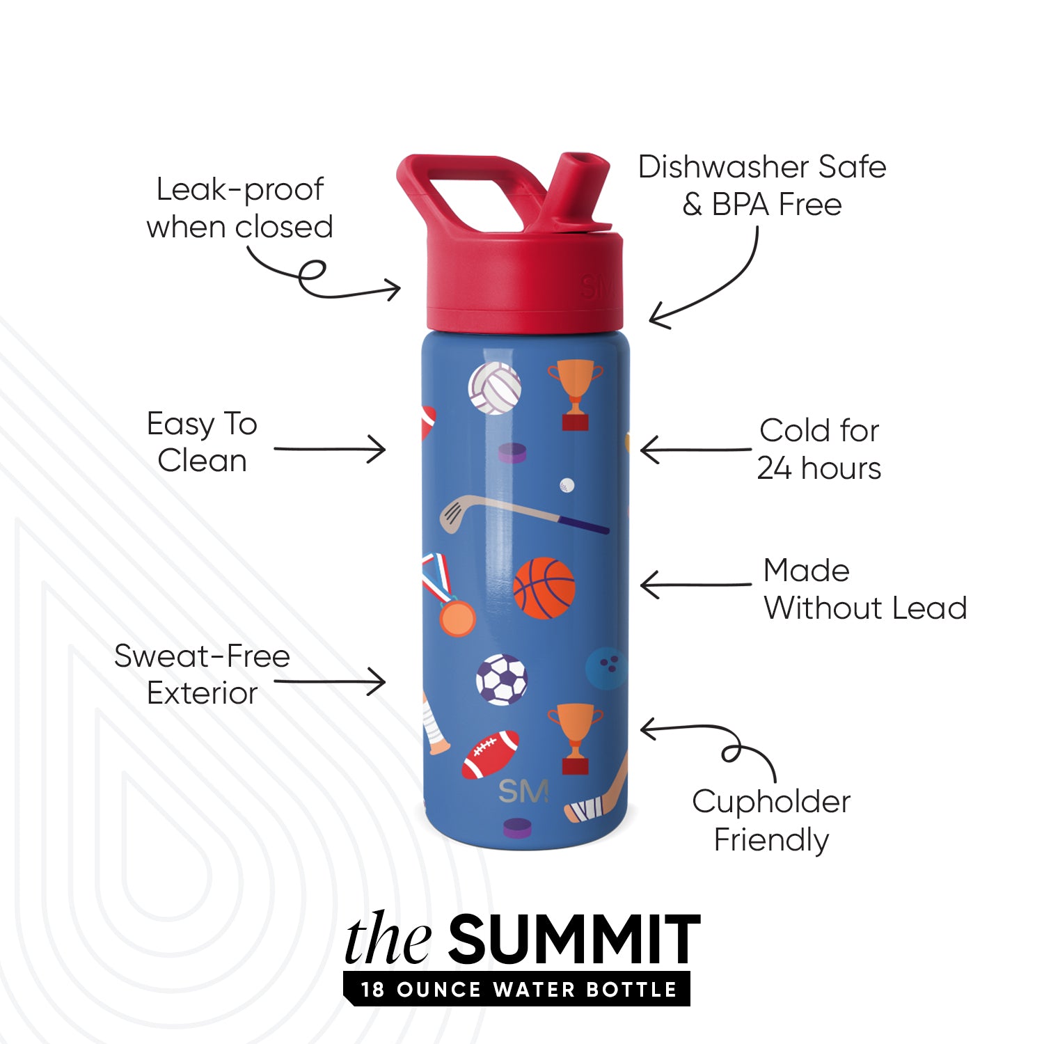 Summit Kids Water Bottle with Straw Lid - BPA Free, Leak Proof, 12oz Insulated Stainless Steel Bottle for School, Sports & Outdoor Activities