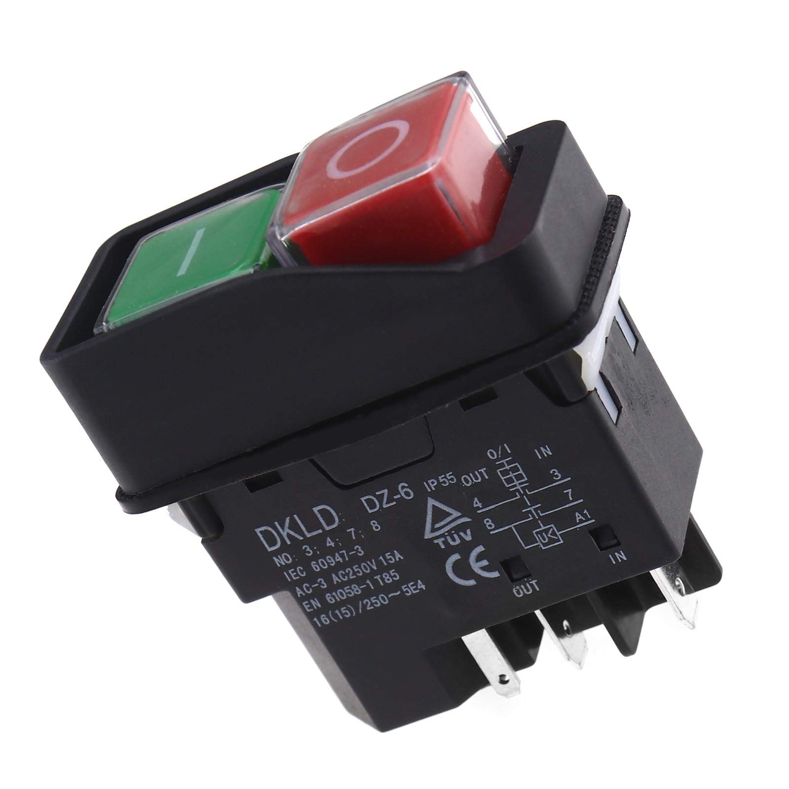 IP55 Rated Electric On/Off Switch with Red & Green Buttons - 240V Replacement for Belle Minimix Cement Mixer | Durable Waterproof Power Switch for Construction Equipment & DIY Projects