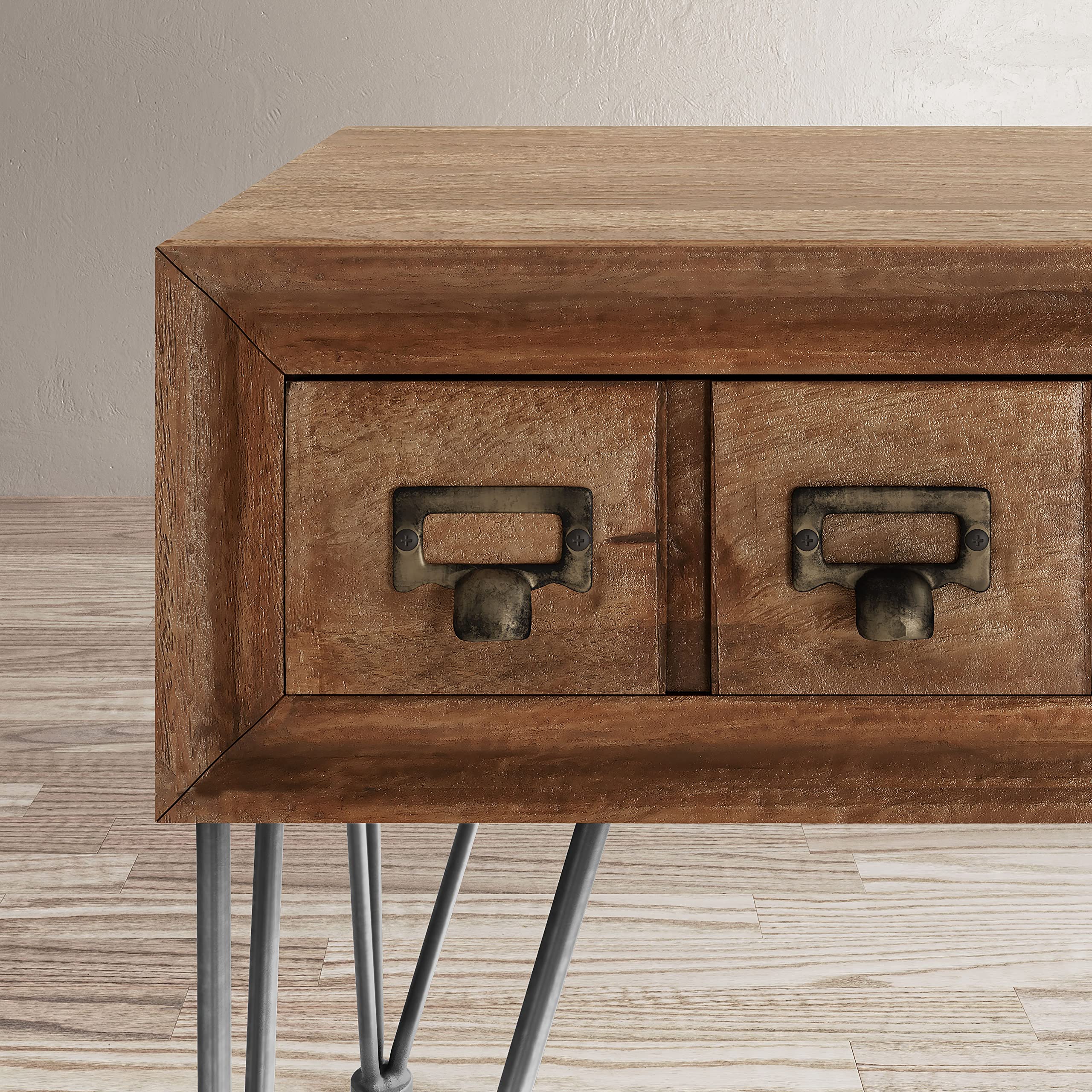Vintage Solid Wood End Table with Apothecary Drawers - Rustic Nightstand for Bedroom, Living Room & Office - Jofran Inc. Handcrafted American Furniture