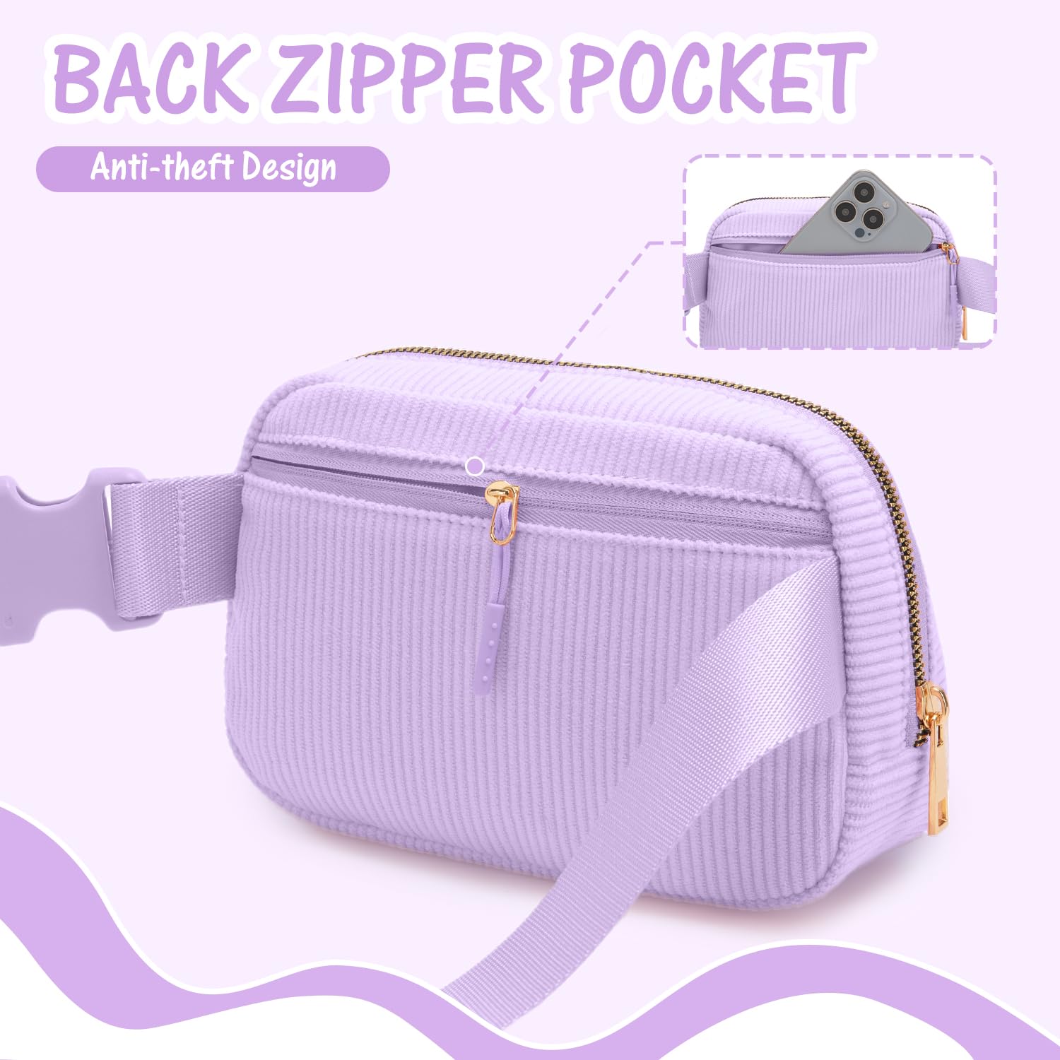 Gitus Girls Personalized Initial Fanny Pack Belt Bag - Trendy Crossbody Bag for Teens 10-16 Years Old | Birthday Gifts for Girls | Preppy Fashion Accessories in Lavender | Perfect for School, Travel & Everyday Use