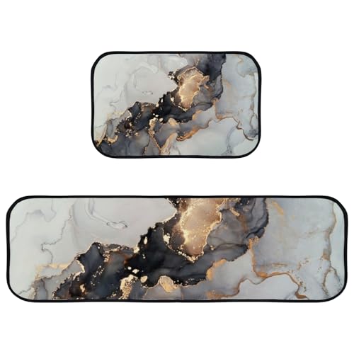 Liquid Marble Painting Black Grey Gold