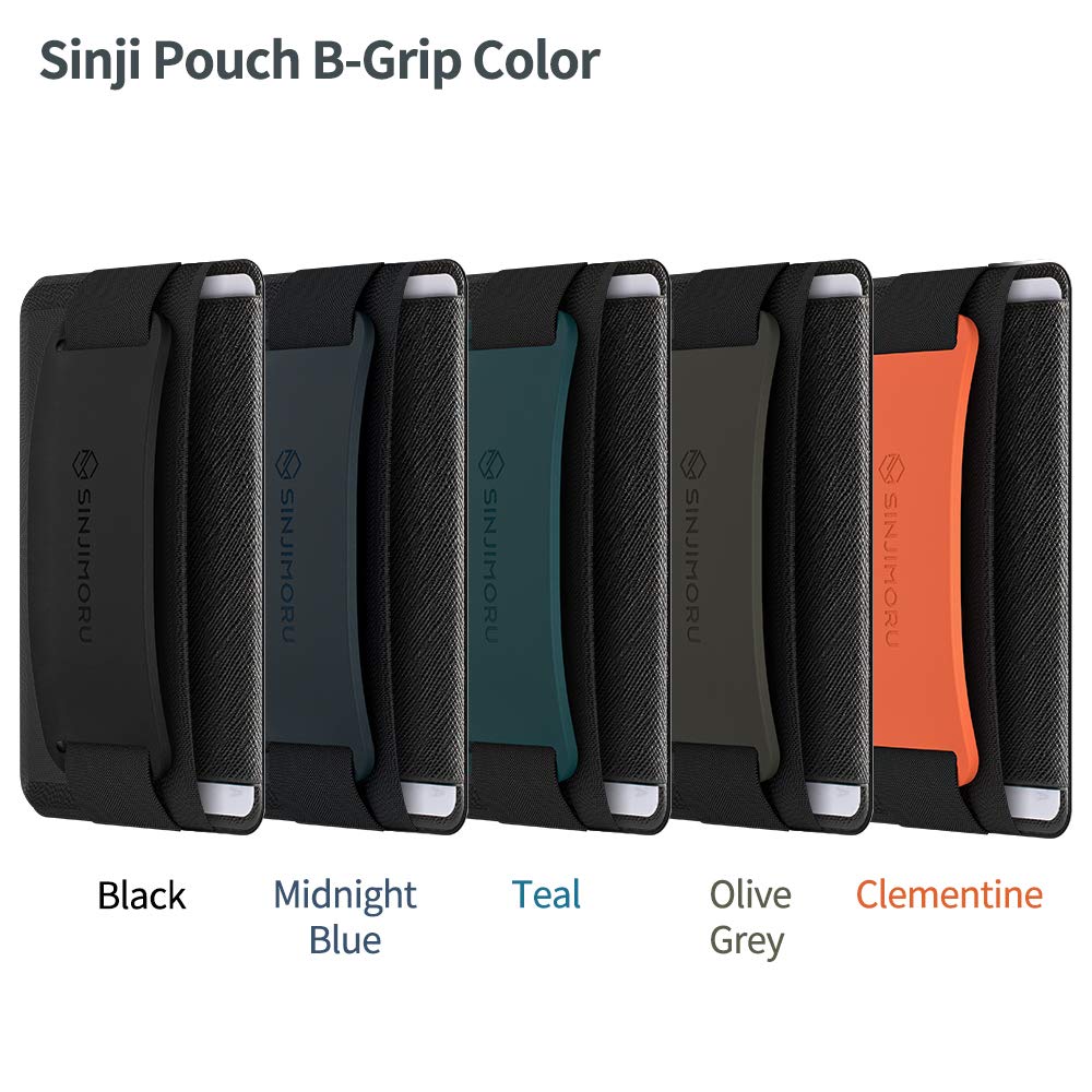 Sinjimoru Phone Grip Card Holder with Stand - Sticky Wallet for iPhone 14/13/12/11 Pro Max, Secure Kickstand for Table - Olive Grey Silicone B-Grip Pouch - Perfect for Work, Travel & Daily Use