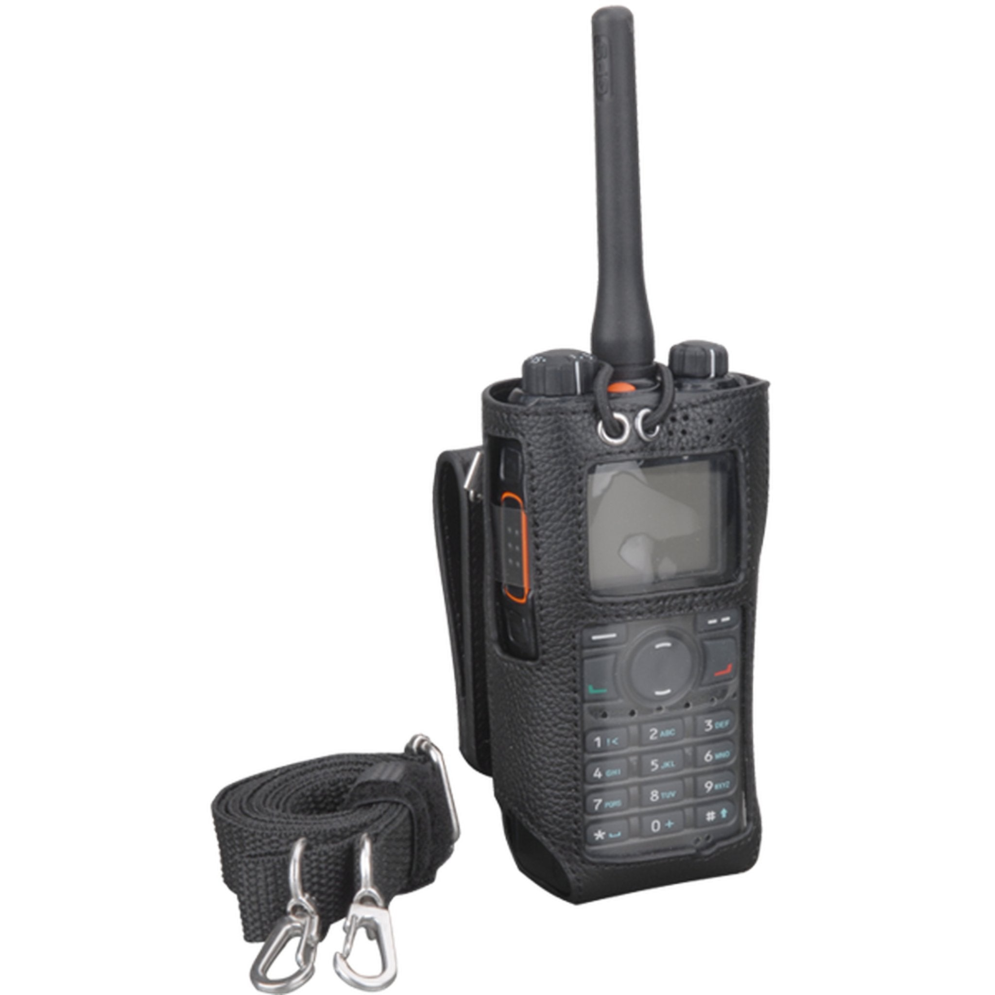 Hytera LCY003 Leather Carrying Case with LCD Display & Keypad for Thin Battery - Durable Protective Cover for Two-Way Radios, Perfect for Outdoor Adventures & Security Work