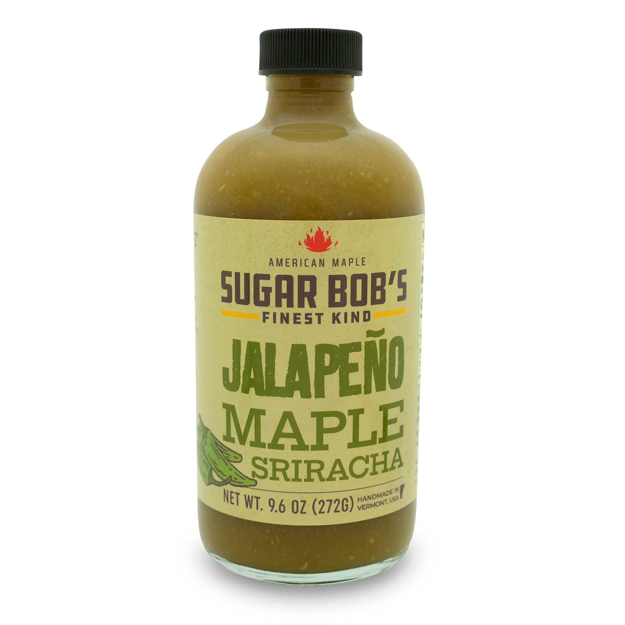 Sugar Bob’s Finest Kind Jalapeno Maple Sriracha Hot Sauce – Spicy Garlic Sriracha Sauce with Fresh Jalapeno Peppers, 9.6 oz – Perfect for Wings, Tacos, Burgers & Grilling