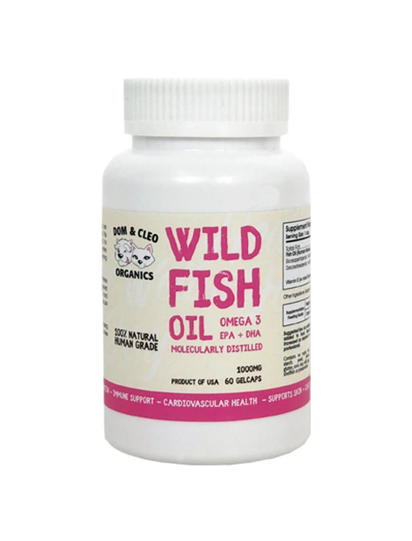 Premium Wild Fish Oil for Dogs & Cats - Omega 3 EPA & DHA Supplement (60 Softgel Capsules) - Supports Skin, Coat, Joint & Heart Health - Ideal for Pets with Allergies or Dry Skin