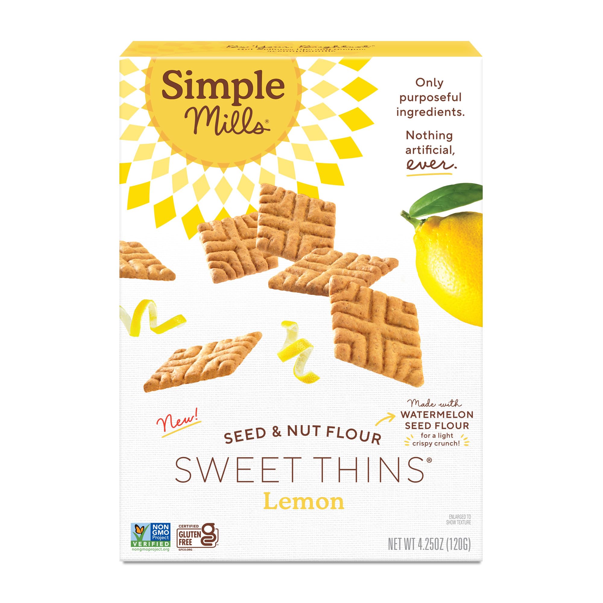 Simple Mills Lemon Seed & Nut Flour Sweet Thins - Paleo Cookies for Healthy Snacking