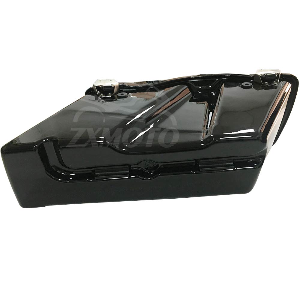 ZXMOTO Vivid Black Hard Saddlebags with 6x9 Dual Speaker Lids - Black Latch & Keys - Compatible with Harley Touring Models 1994-2013 (Road King, Road Glide, Street Glide, Electra Glide) - Perfect for Long Rides & Music Lovers