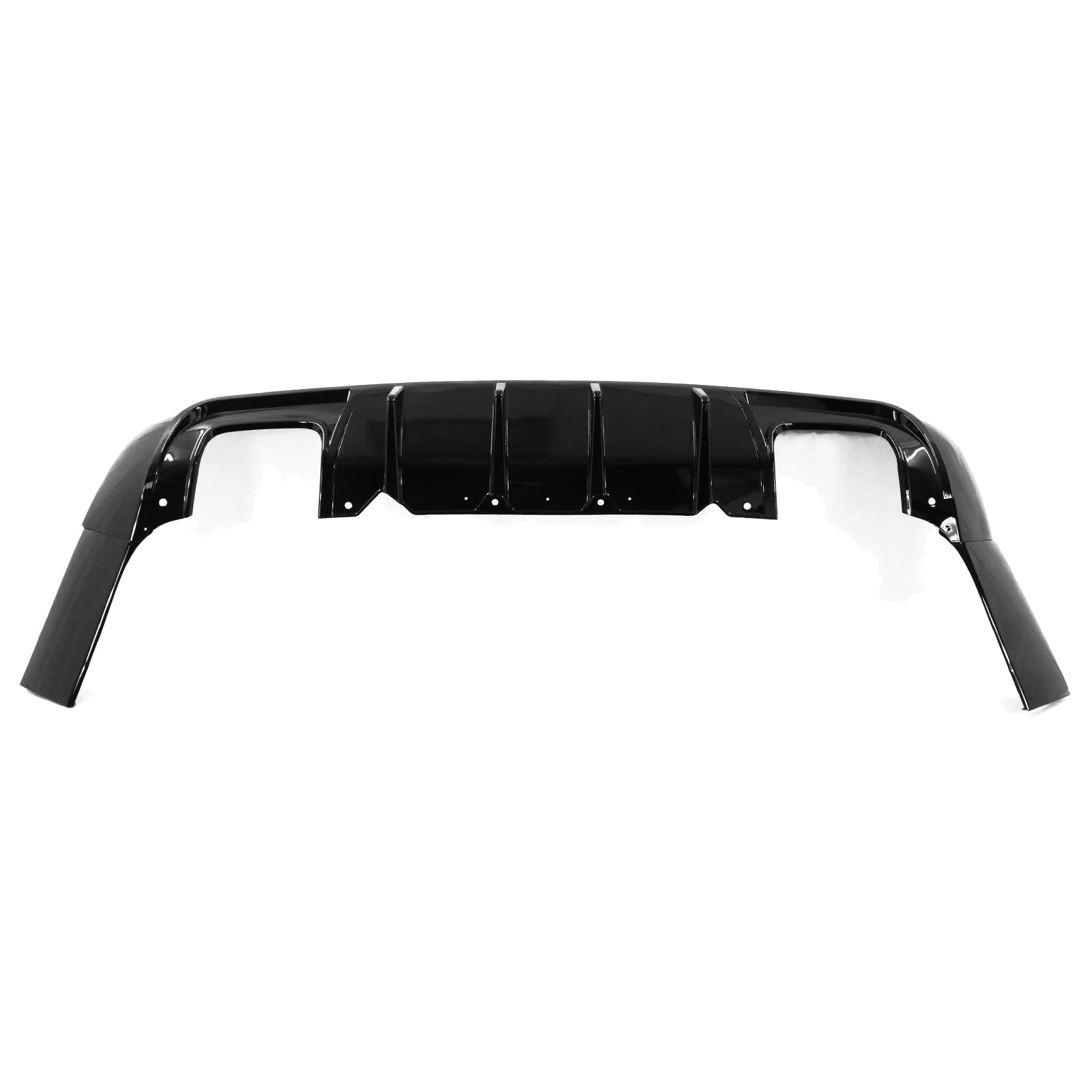 IKON MOTORSPORTS Rear Diffuser for 2015-2023 Dodge Challenger | V1 Style Gloss Black PP Rear Bumper Lip Spoiler with Shark Fins | Enhances Aerodynamics & Sporty Look | Perfect for Car Enthusiasts & Street Racing